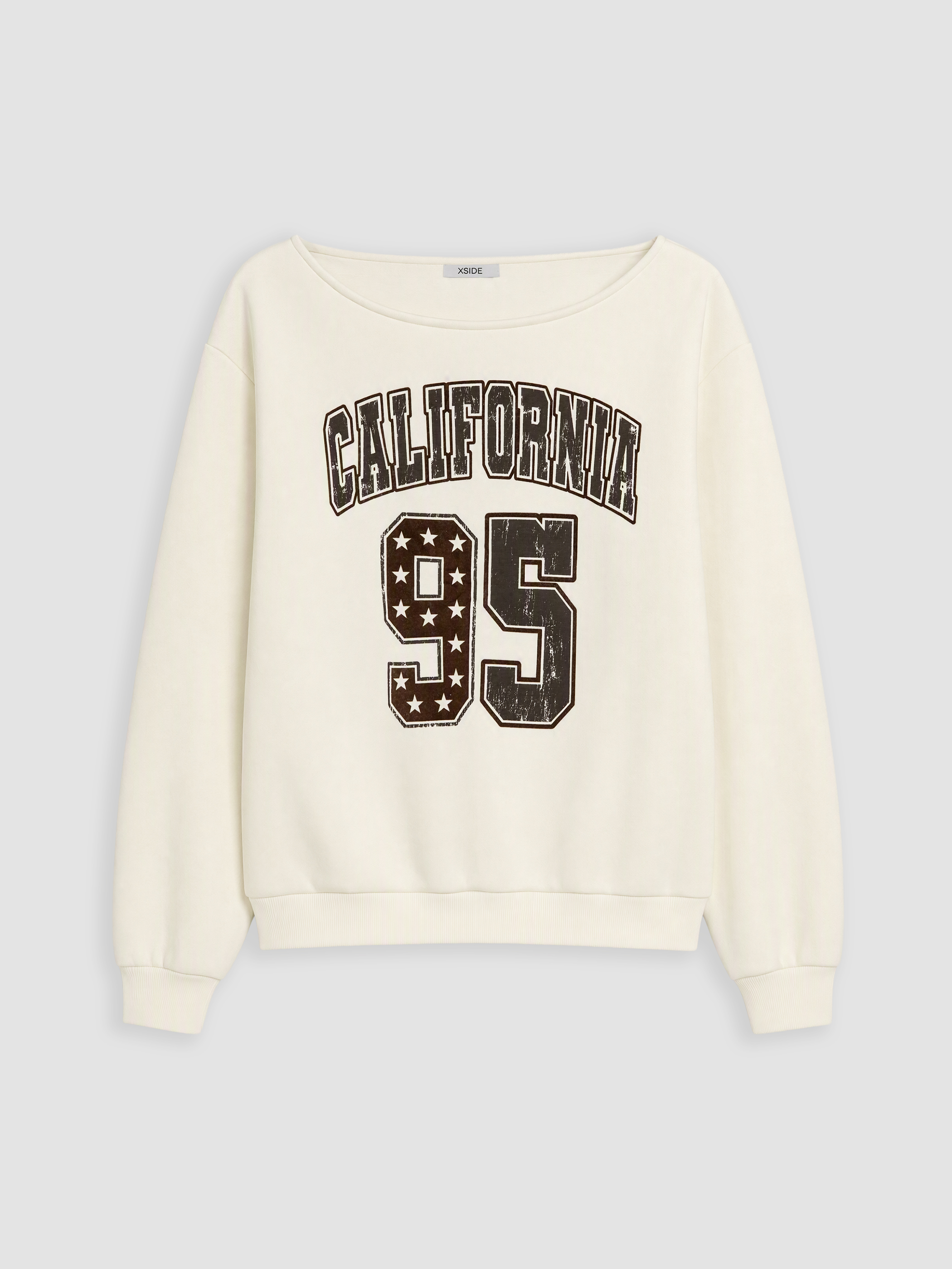 XSIDE Kayık Yaka Oversize Kadın Kalın Sweatshirt görsel 6