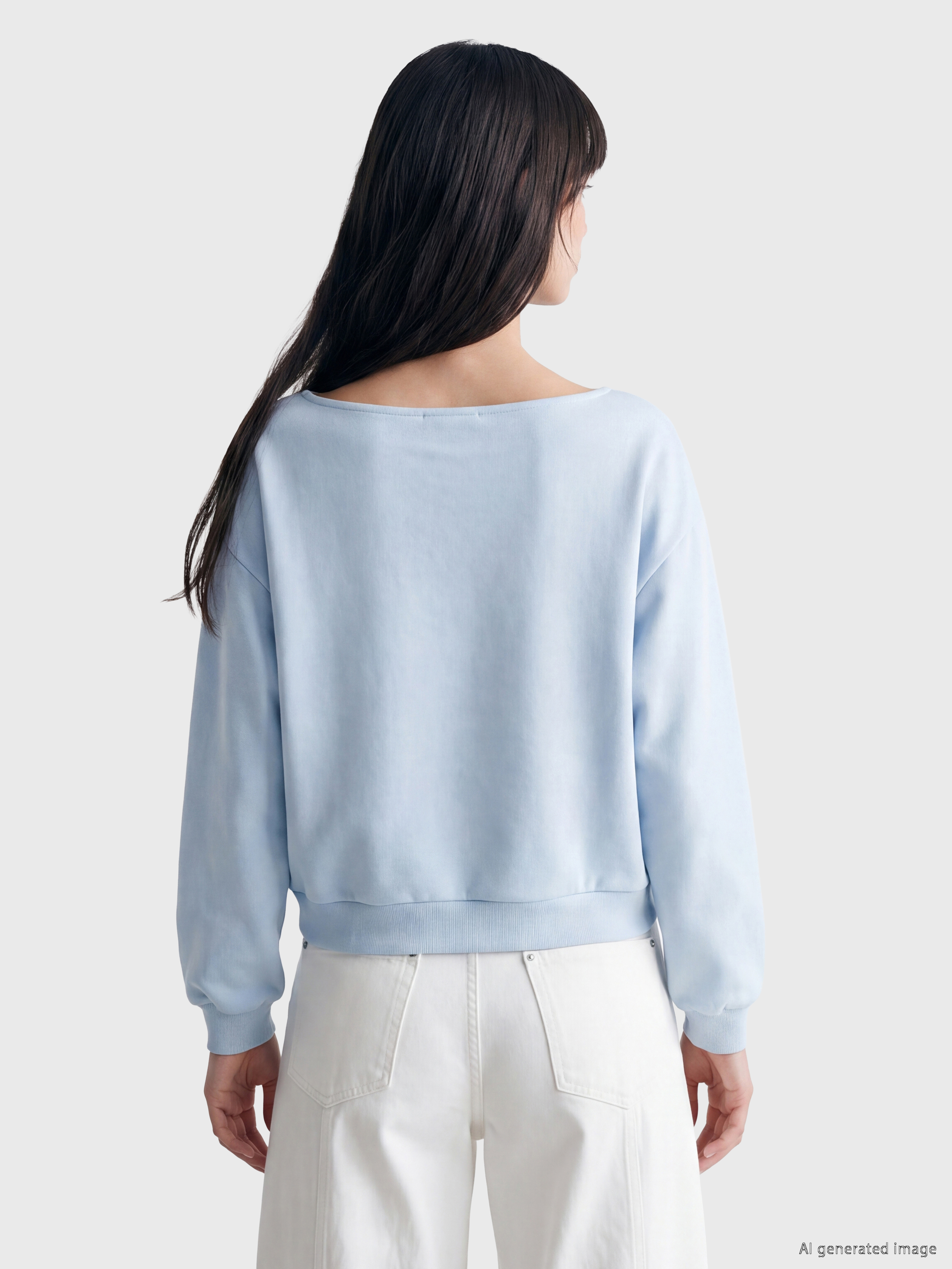 XSIDE Kayık Yaka Oversize Kadın Kalın Sweatshirt görsel 5