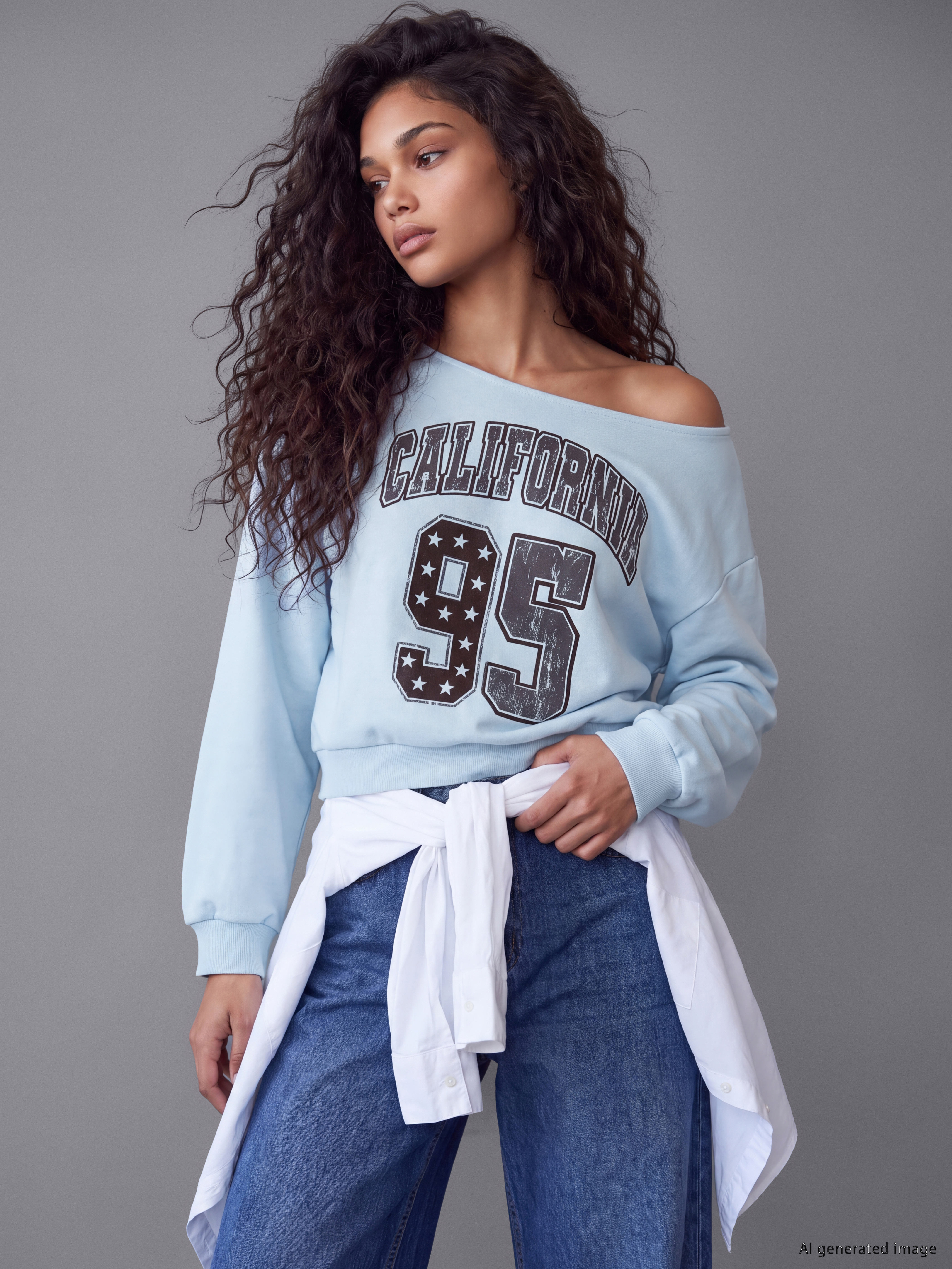 XSIDE Kayık Yaka Oversize Kadın Kalın Sweatshirt