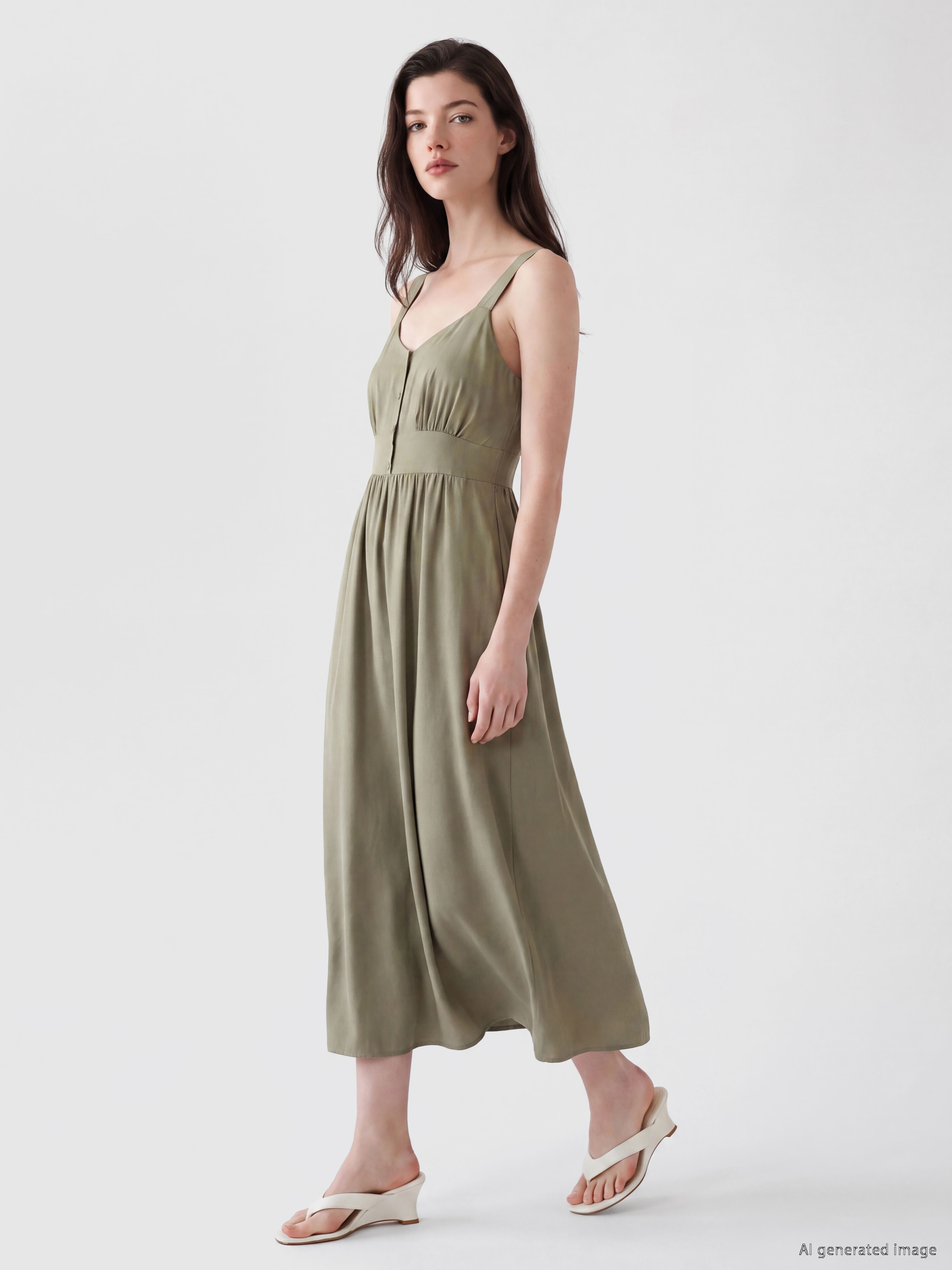 LCW Comfort Belden Oturtmalı Büzgülü Modal Karışımlı Elbise görsel 2