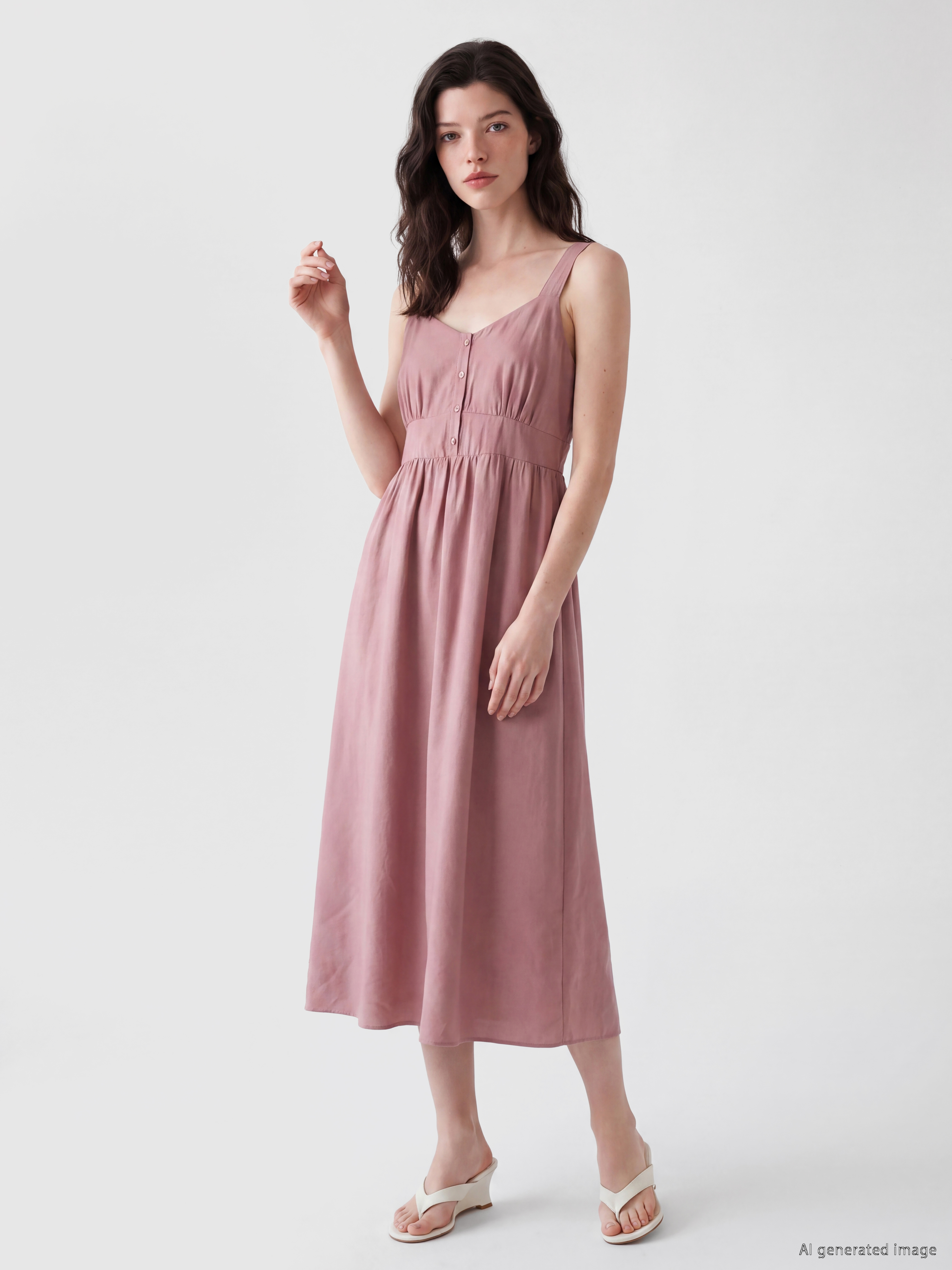 LCW Comfort Kalp Yaka Büzgülü Modal Karışımlı Elbise görsel 2
