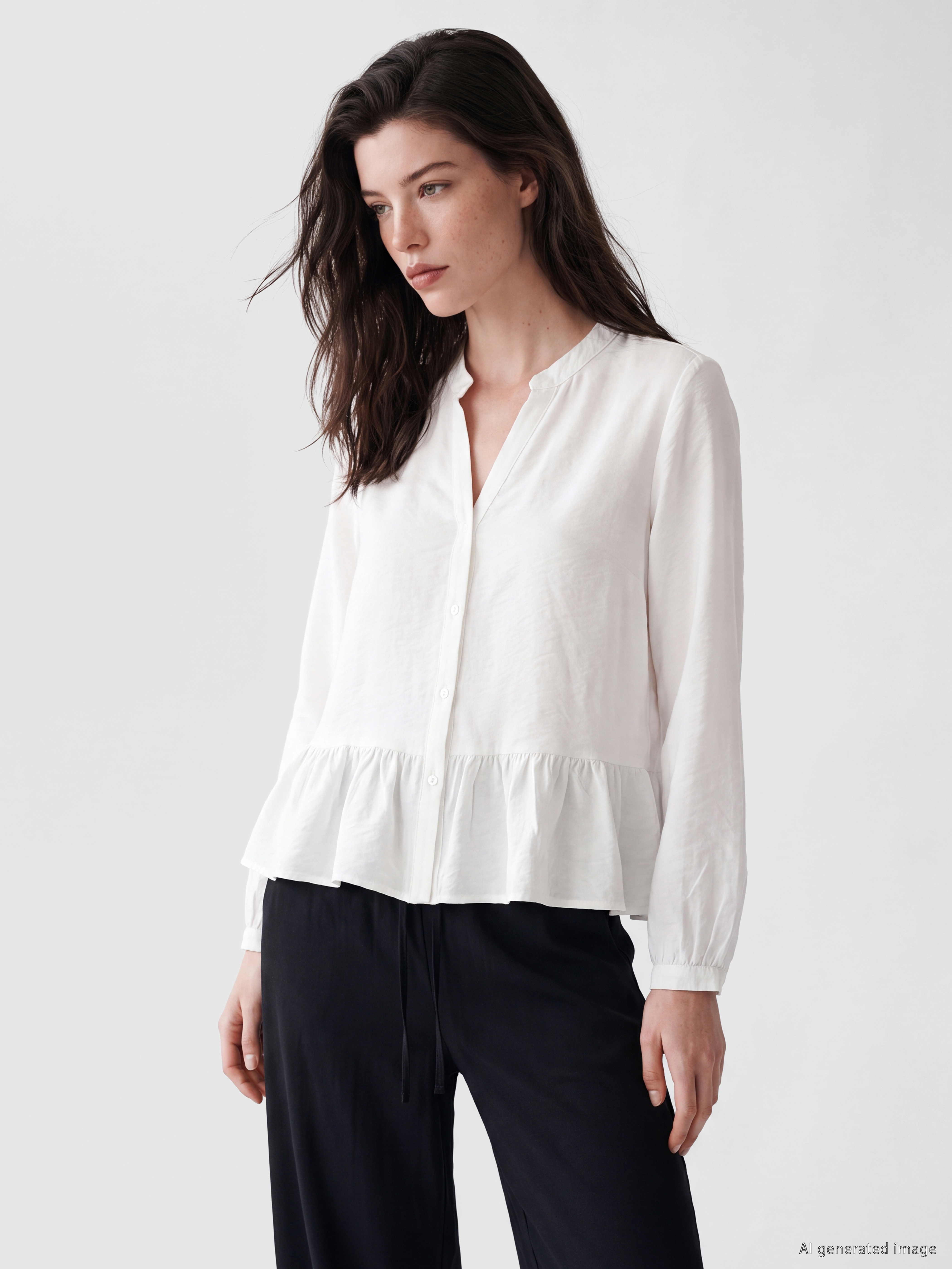 LCW Comfort Kaçık Yaka Büzgülü Kadın Gömlek