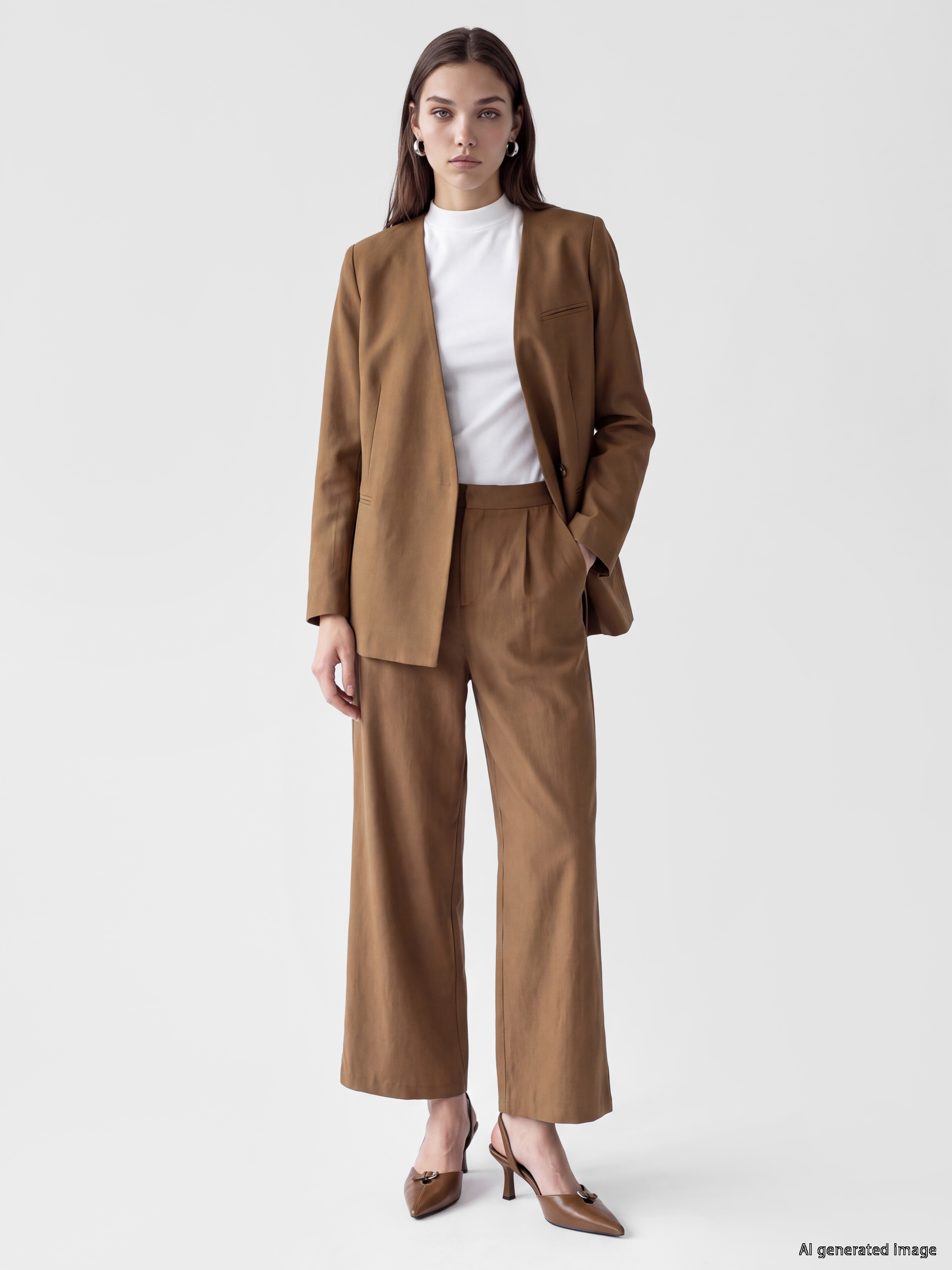 LCW Modest Kruvaze Yaka Kadın Blazer Ceket görsel 2