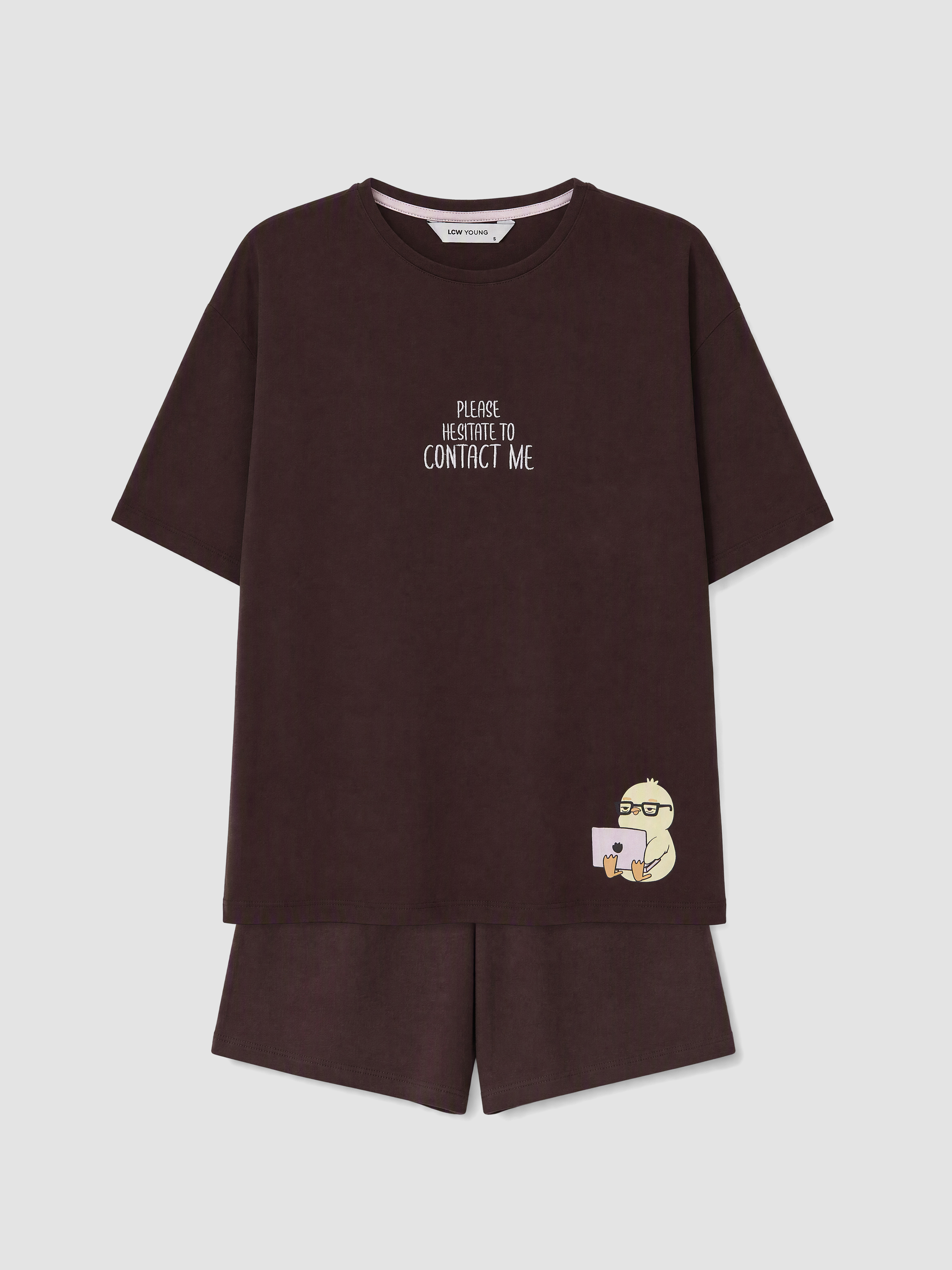 LCW Young Bisiklet Yaka Kadın Şortlu Pijama Takımı görsel 5