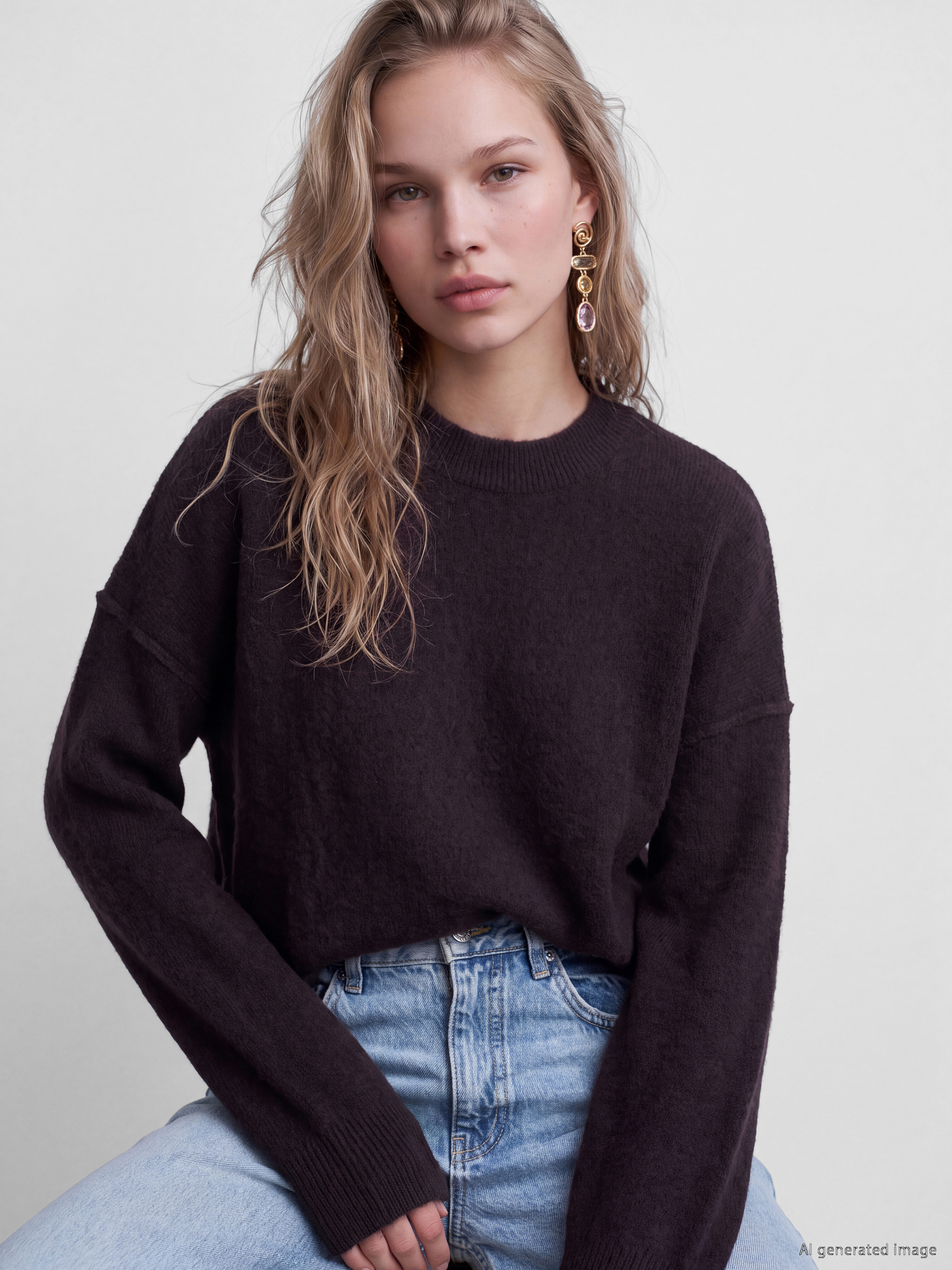 LCW Vision Bisiklet Yaka Oversize Kadın Triko Kazak