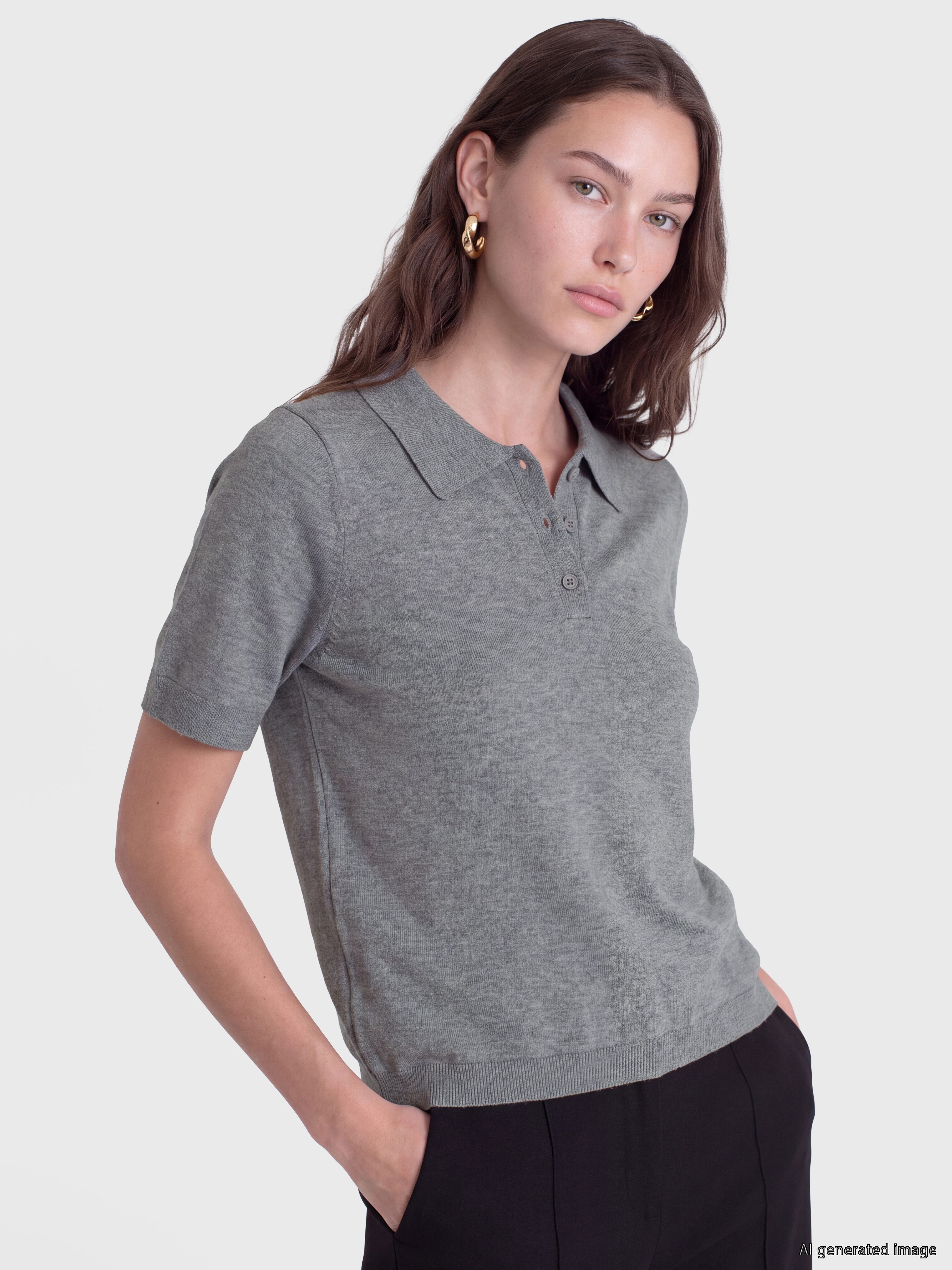 LCW Modest Polo Yaka Kadın Triko Kazak