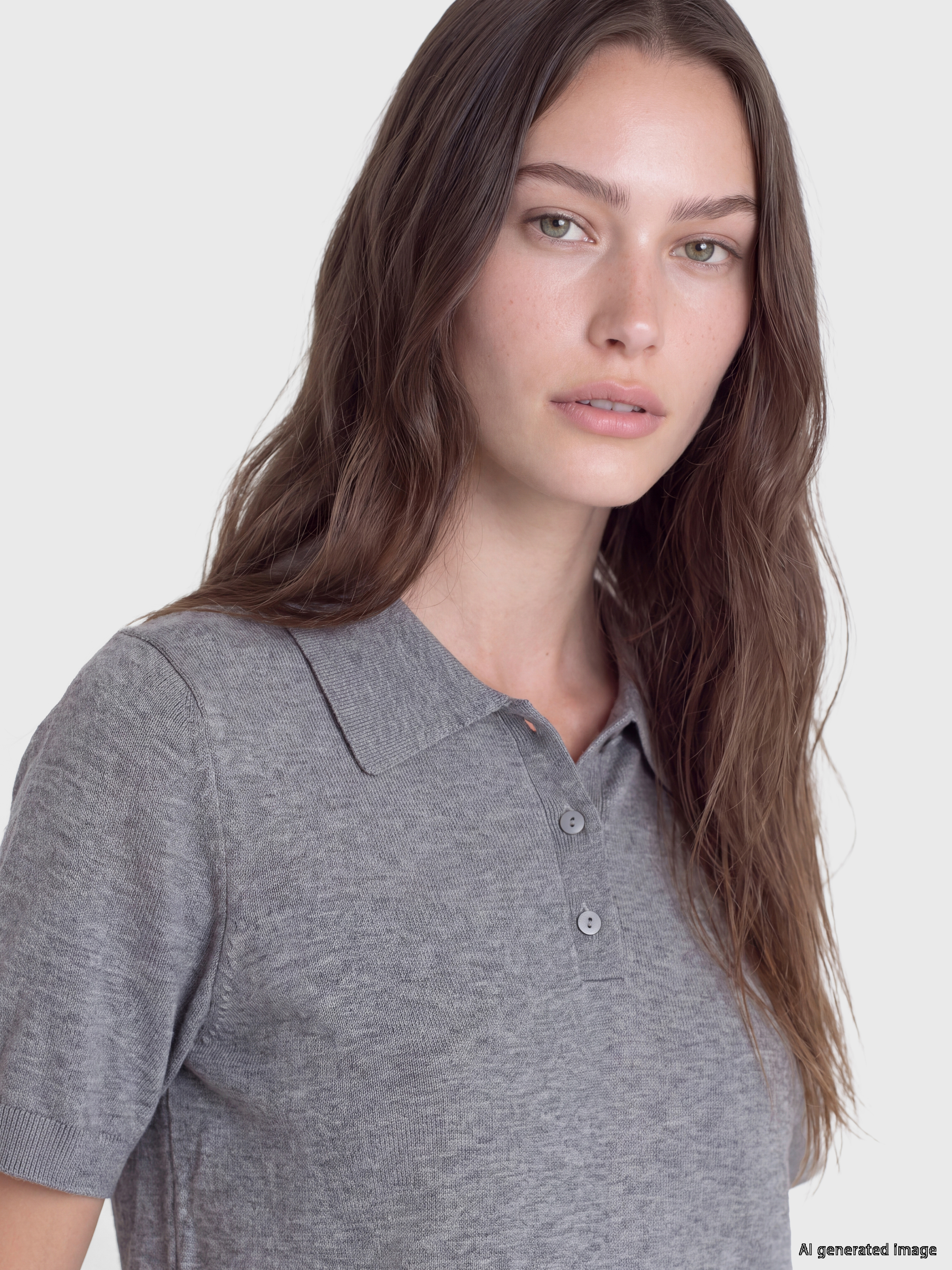 LCW Modest Polo Yaka Kadın Triko Kazak görsel 3