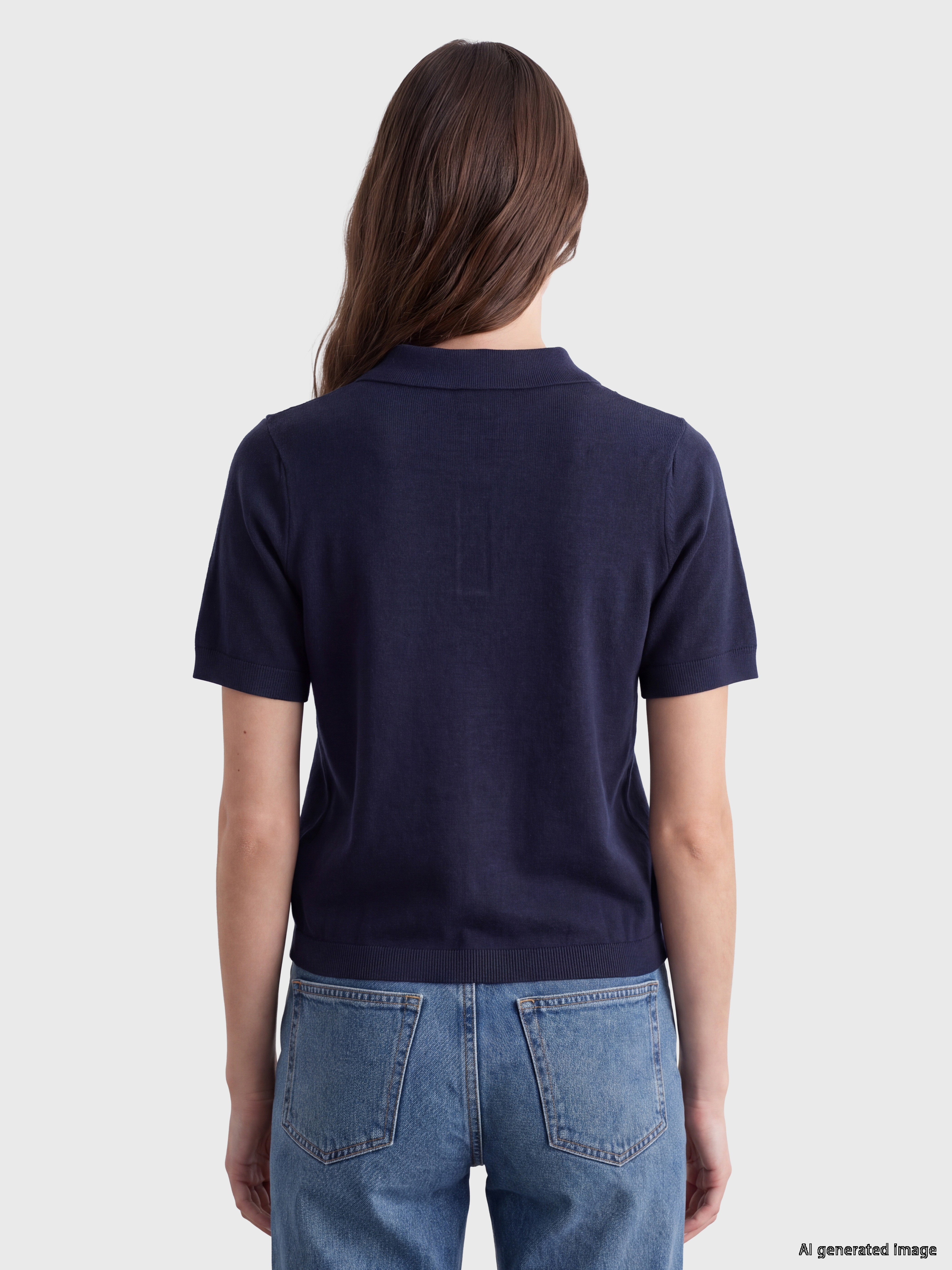 LCW Modest Polo Yaka Kadın Triko Kazak görsel 4