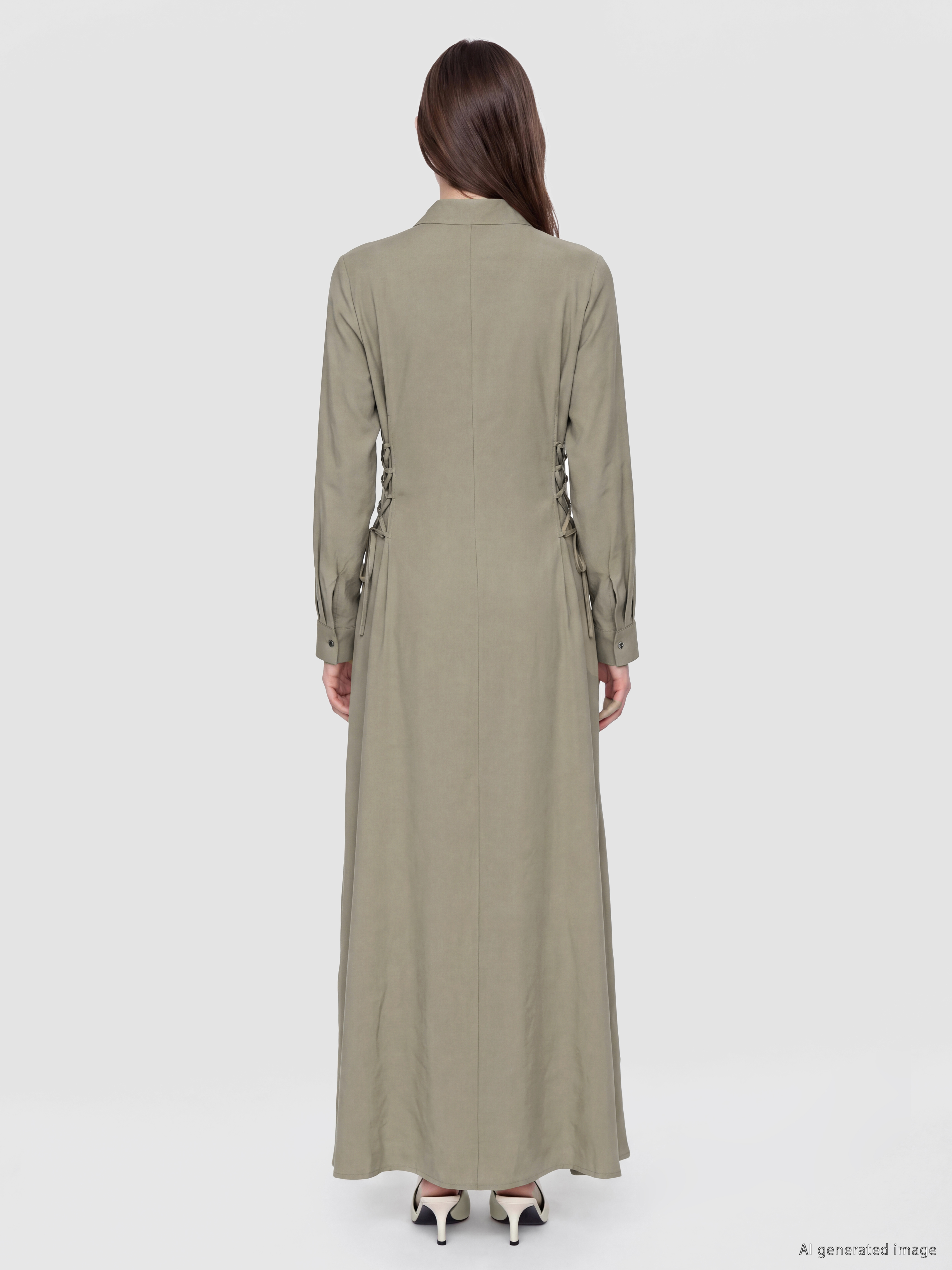 LCW Modest Bağlama Detaylı Modal Karışımlı Gömlek Elbise görsel 4