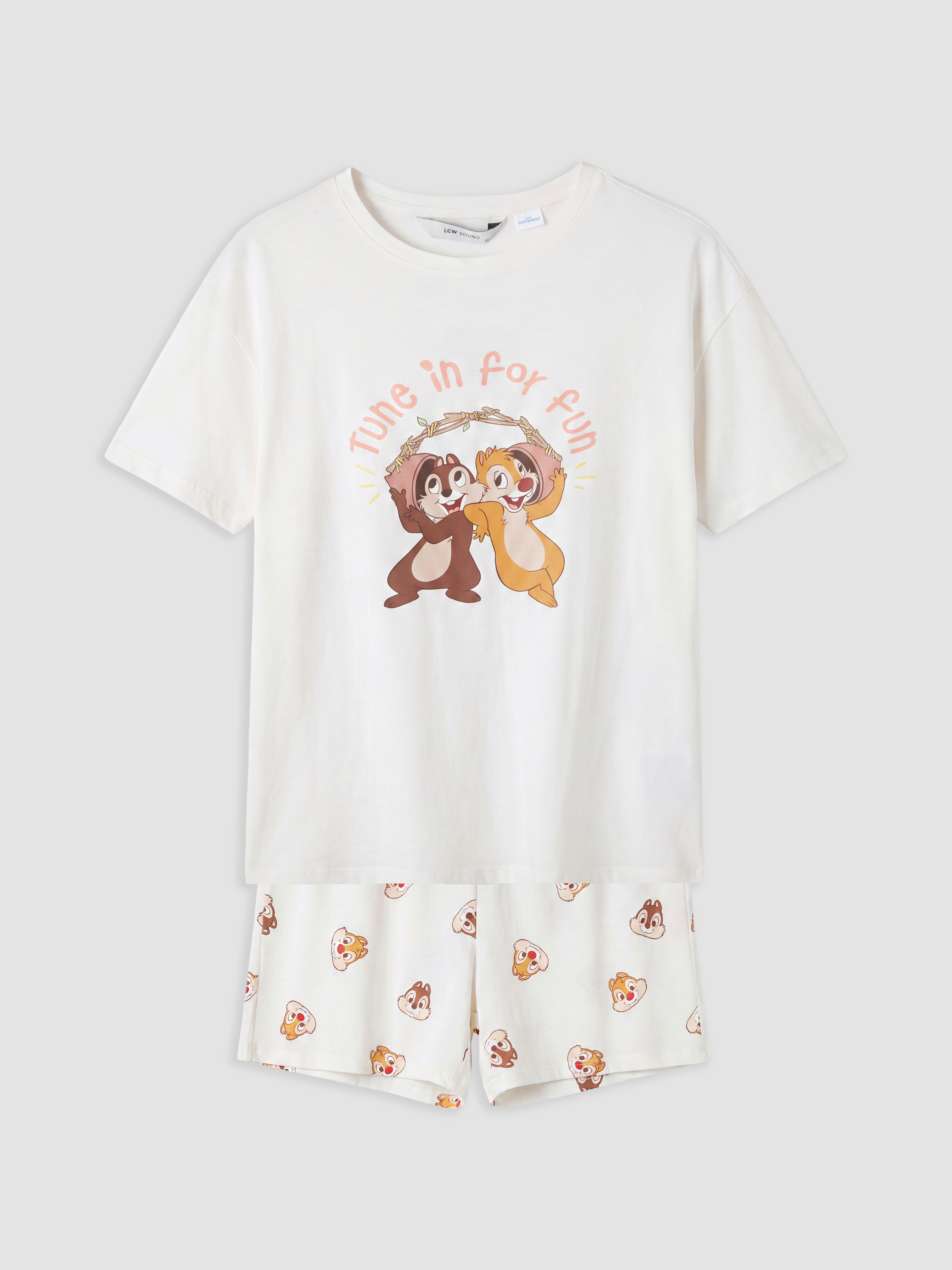 LCW Young Chip and Dale Baskılı Kadın Şortlu Pijama Takımı görsel 5