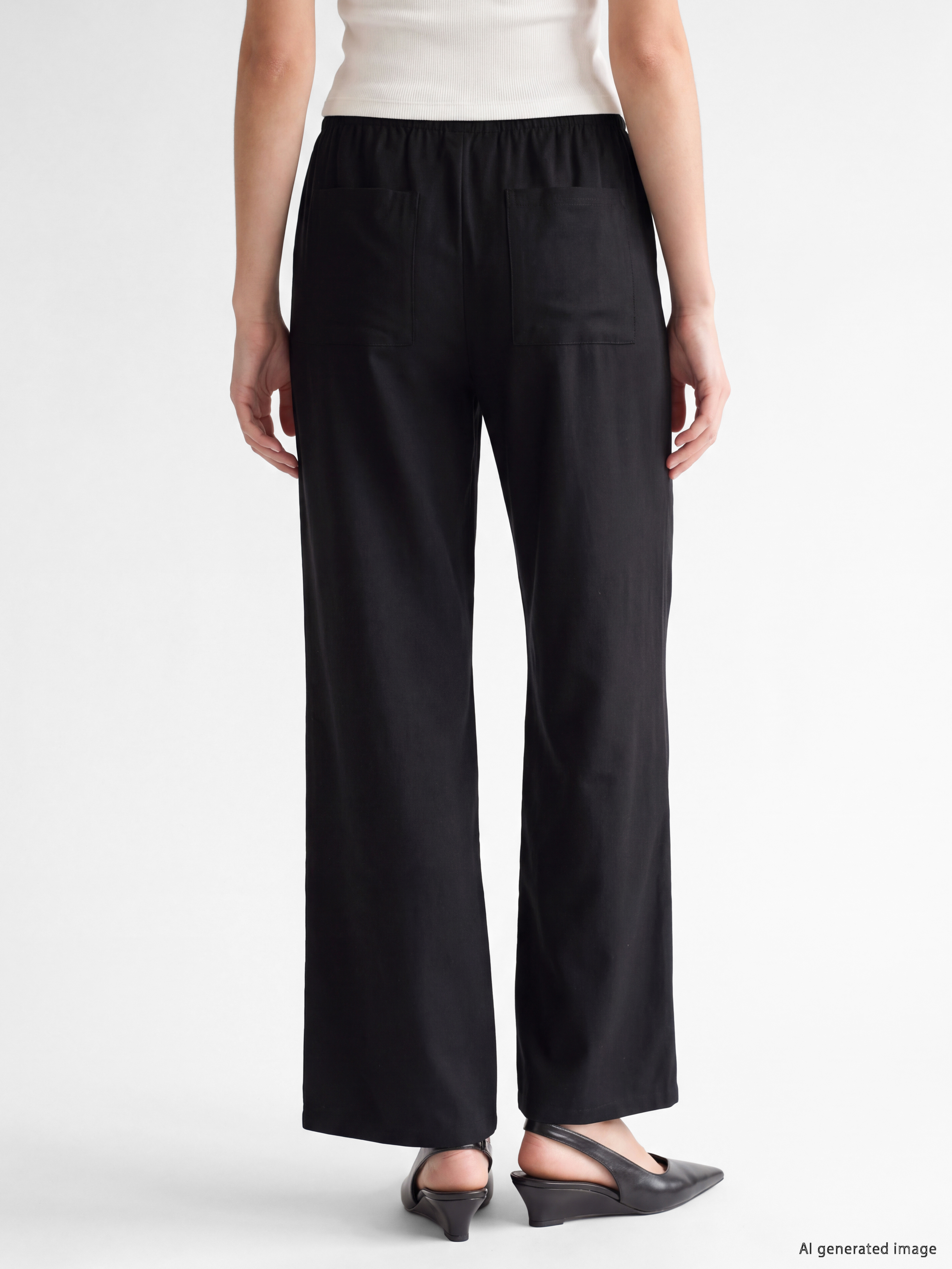 LCW Modest Beli Lastikli Geniş Paça Kadın Pantolon görsel 4