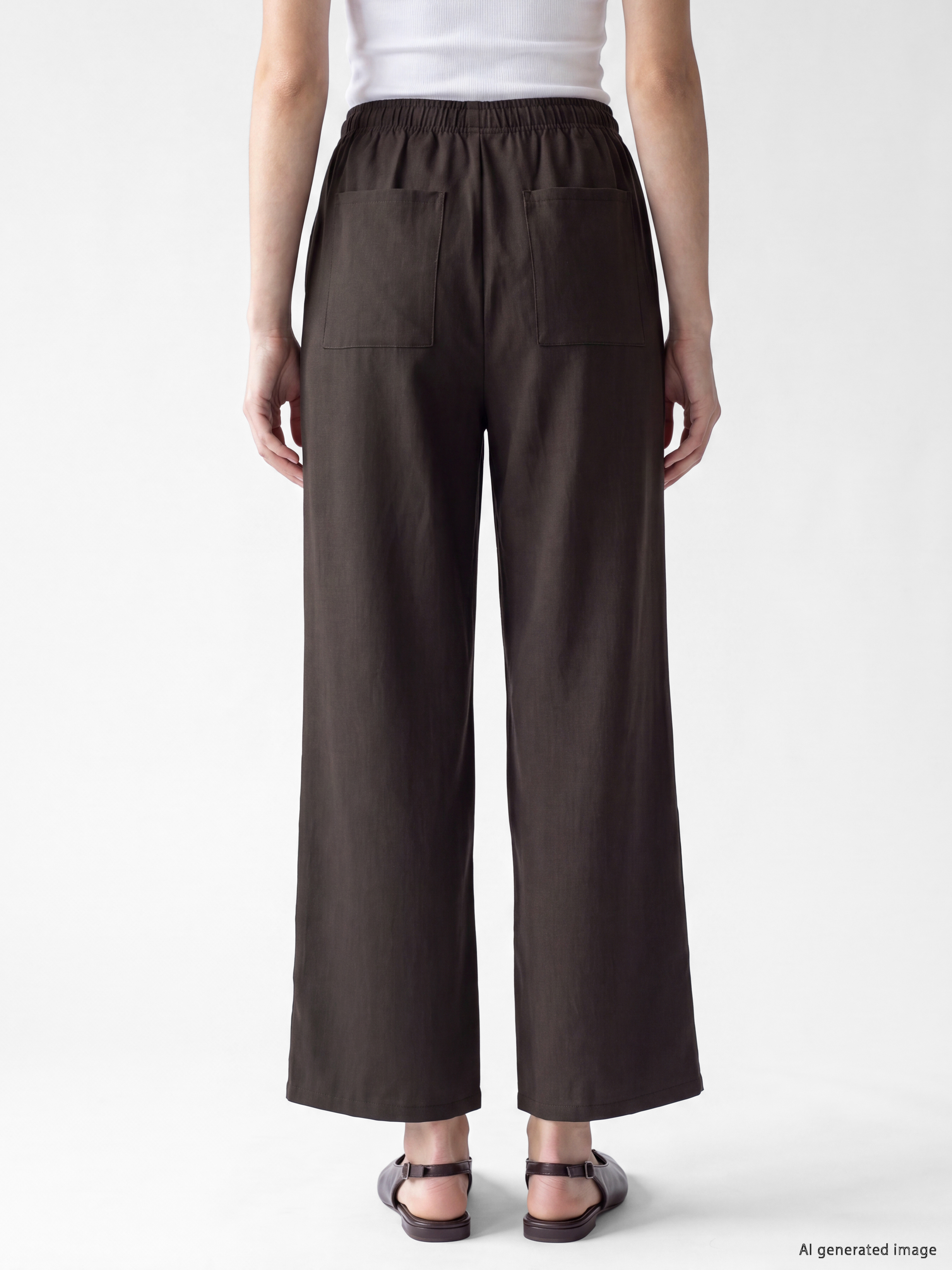 LCW Modest Beli Lastikli Geniş Paça Kadın Pantolon görsel 4
