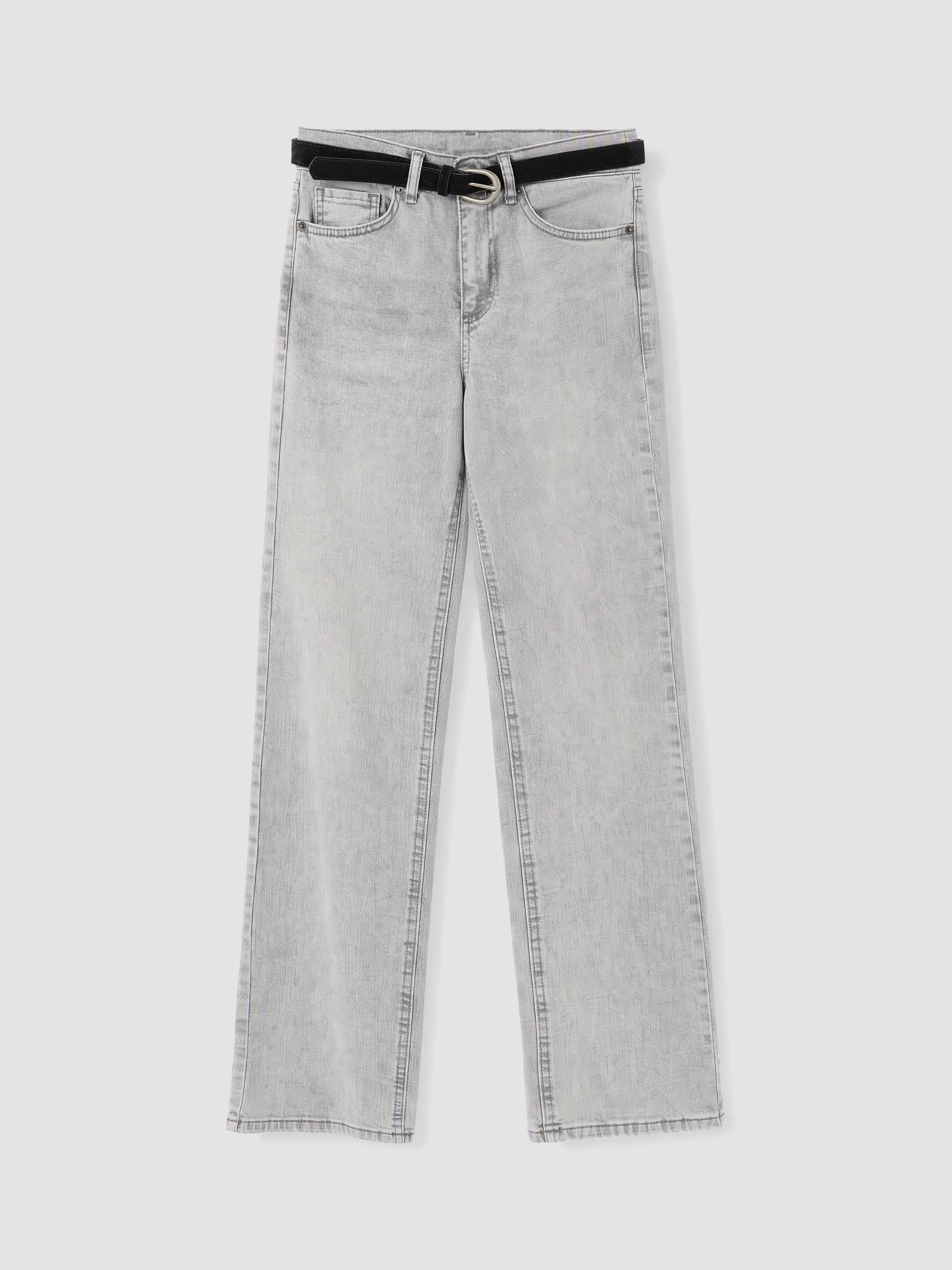 LCW Jeans Beli Kemerli Straight Fit Kadın Jean Pantolon görsel 5