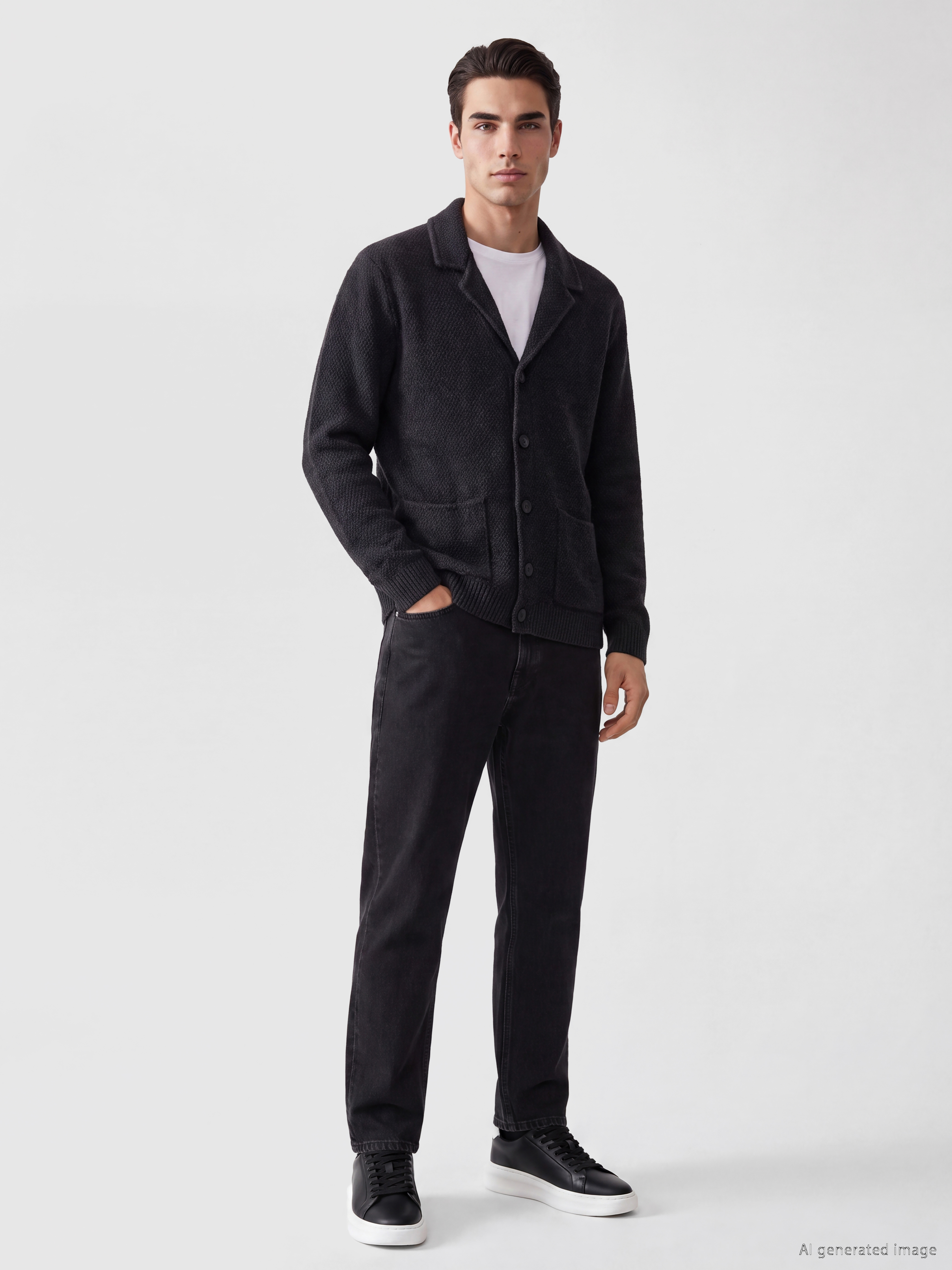 LCW ECO Regular Fit Ceket Yaka Erkek Triko Hırka görsel 2