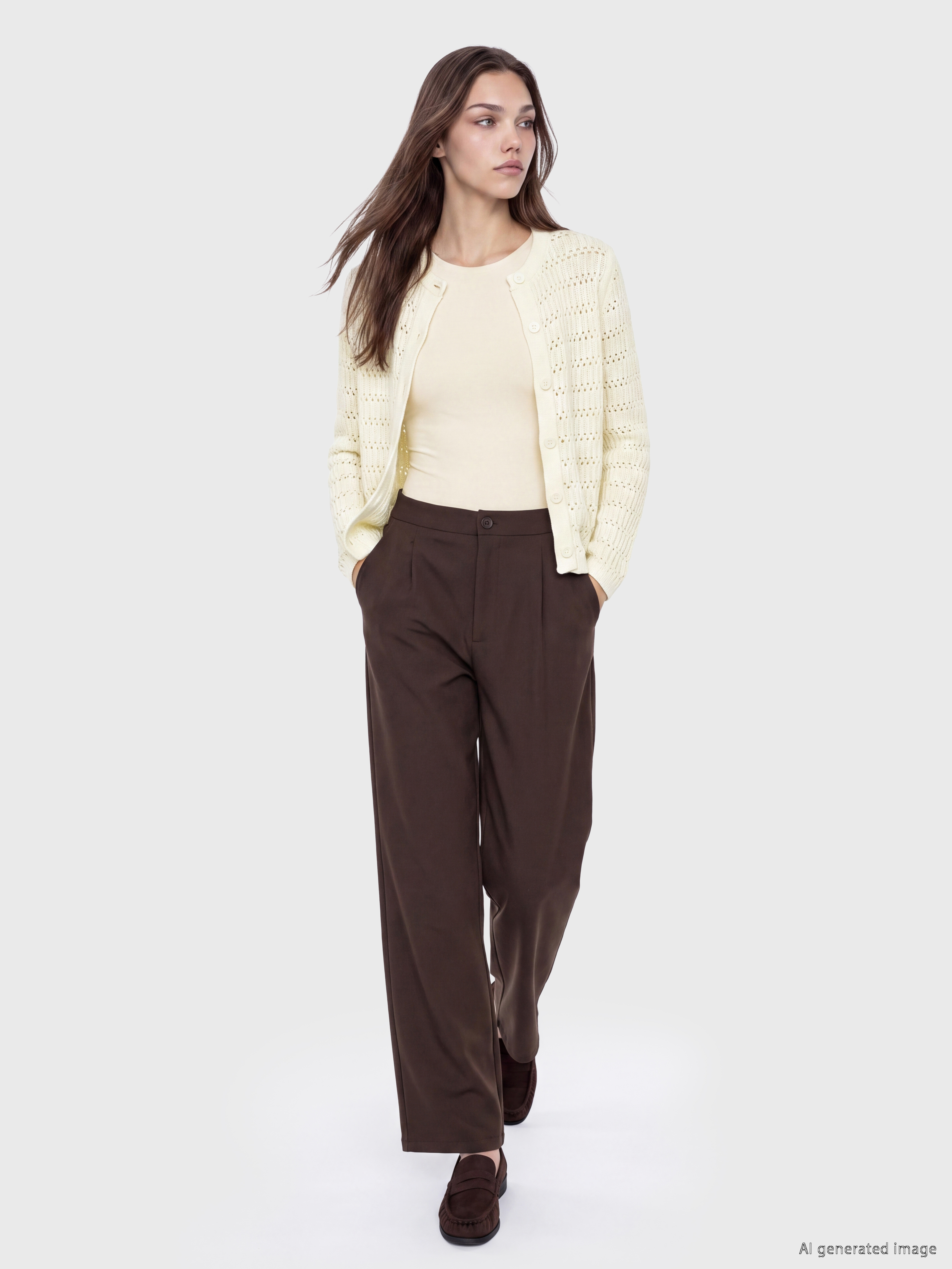 LCW Comfort Bisiklet Yaka Ajurlu Kadın Triko Hırka görsel 2