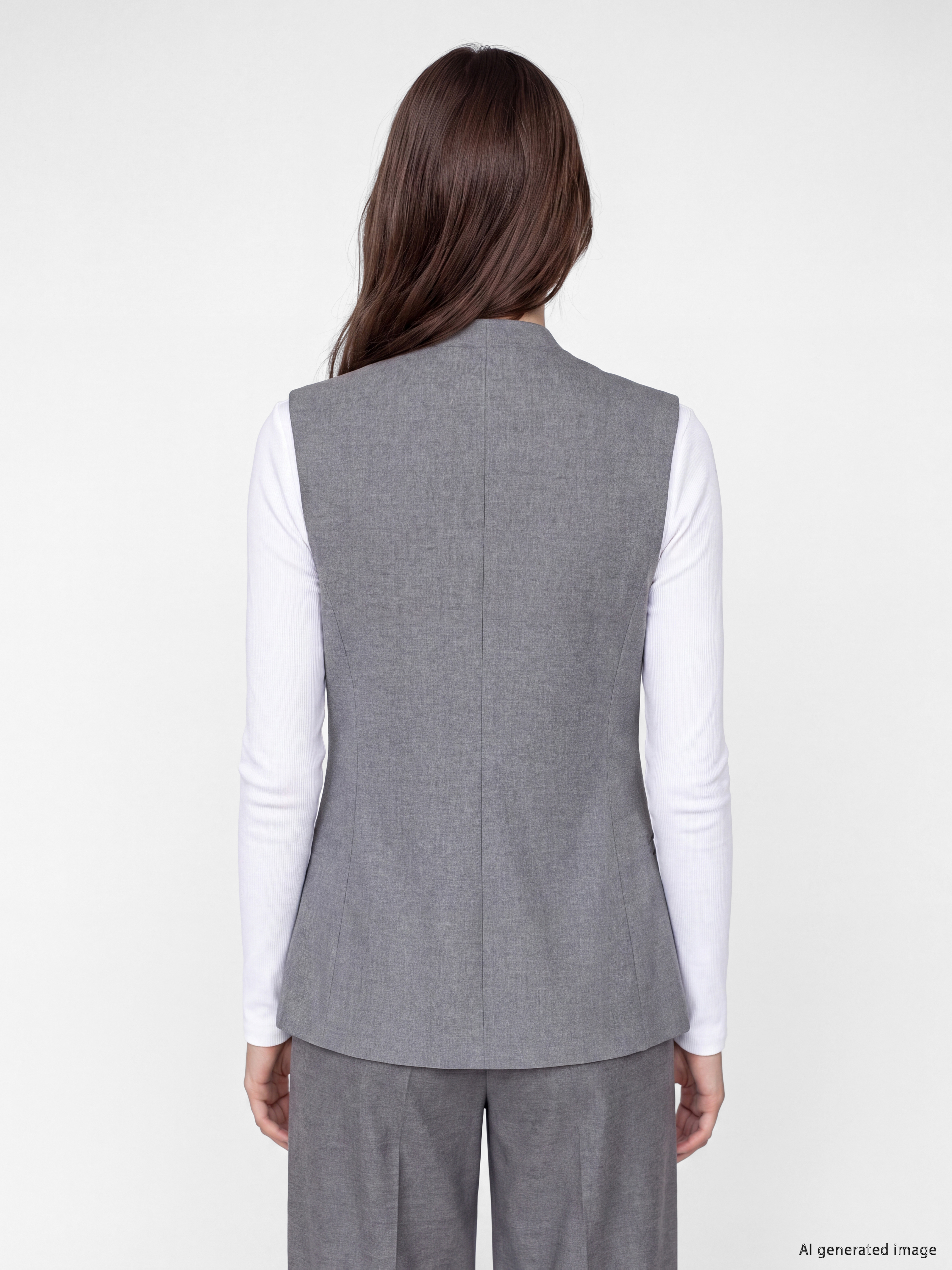 LCW Modest V Yaka Bağcıklı Kadın Klasik Yelek görsel 5