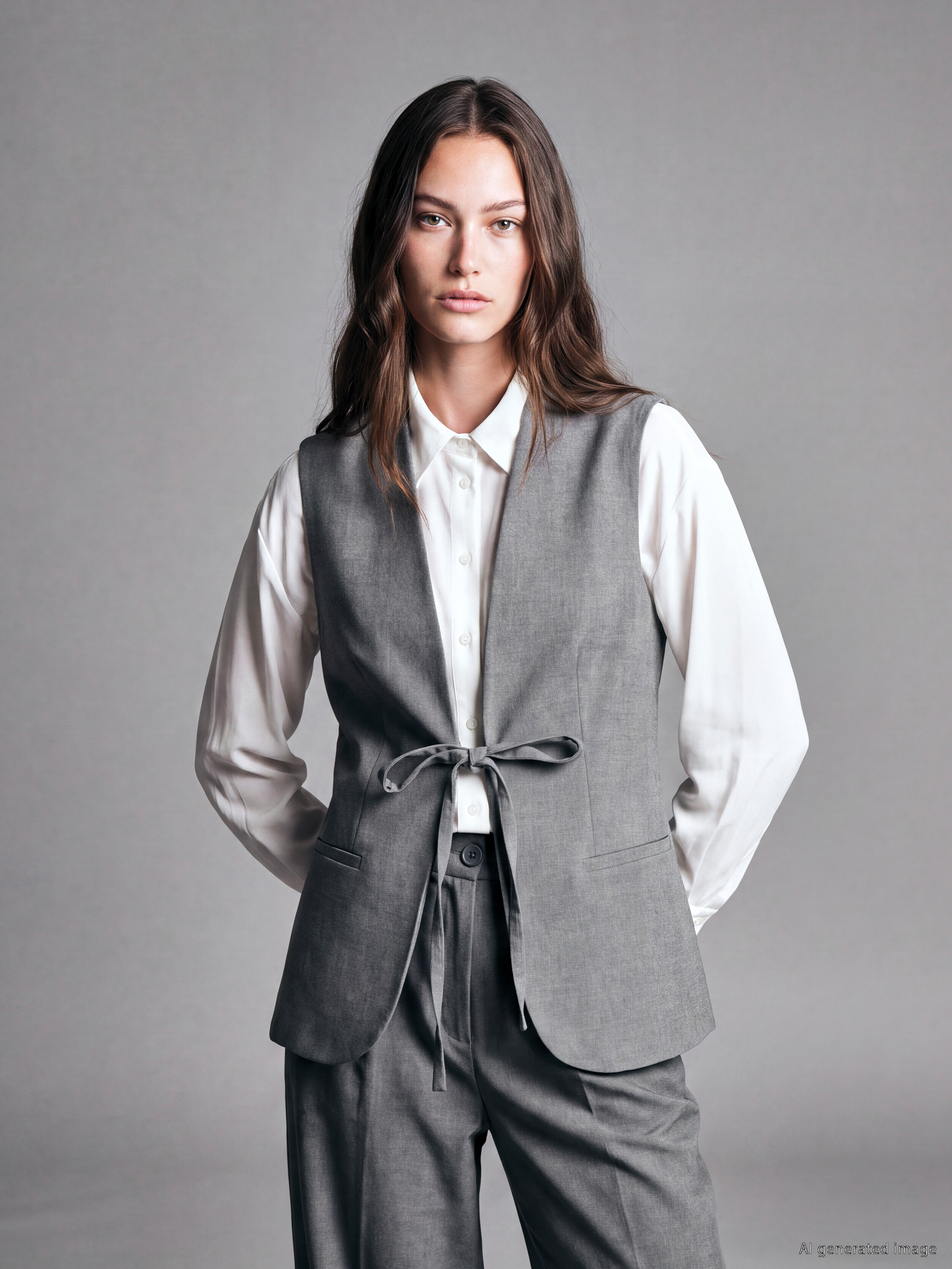 LCW Modest V Yaka Bağcıklı Kadın Klasik Yelek