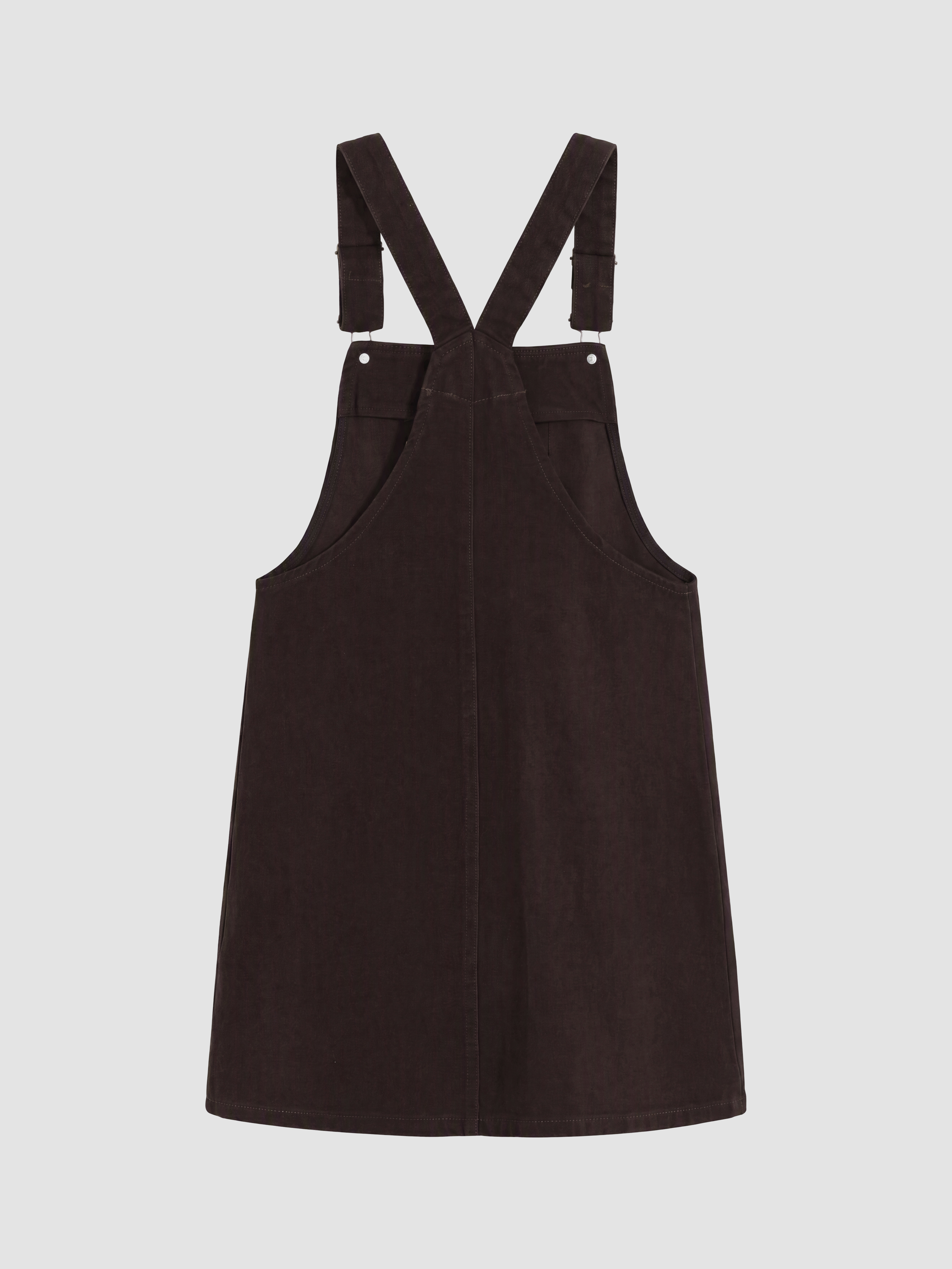 LCW Comfort Kare Yaka Jean Salopet Elbise görsel 3