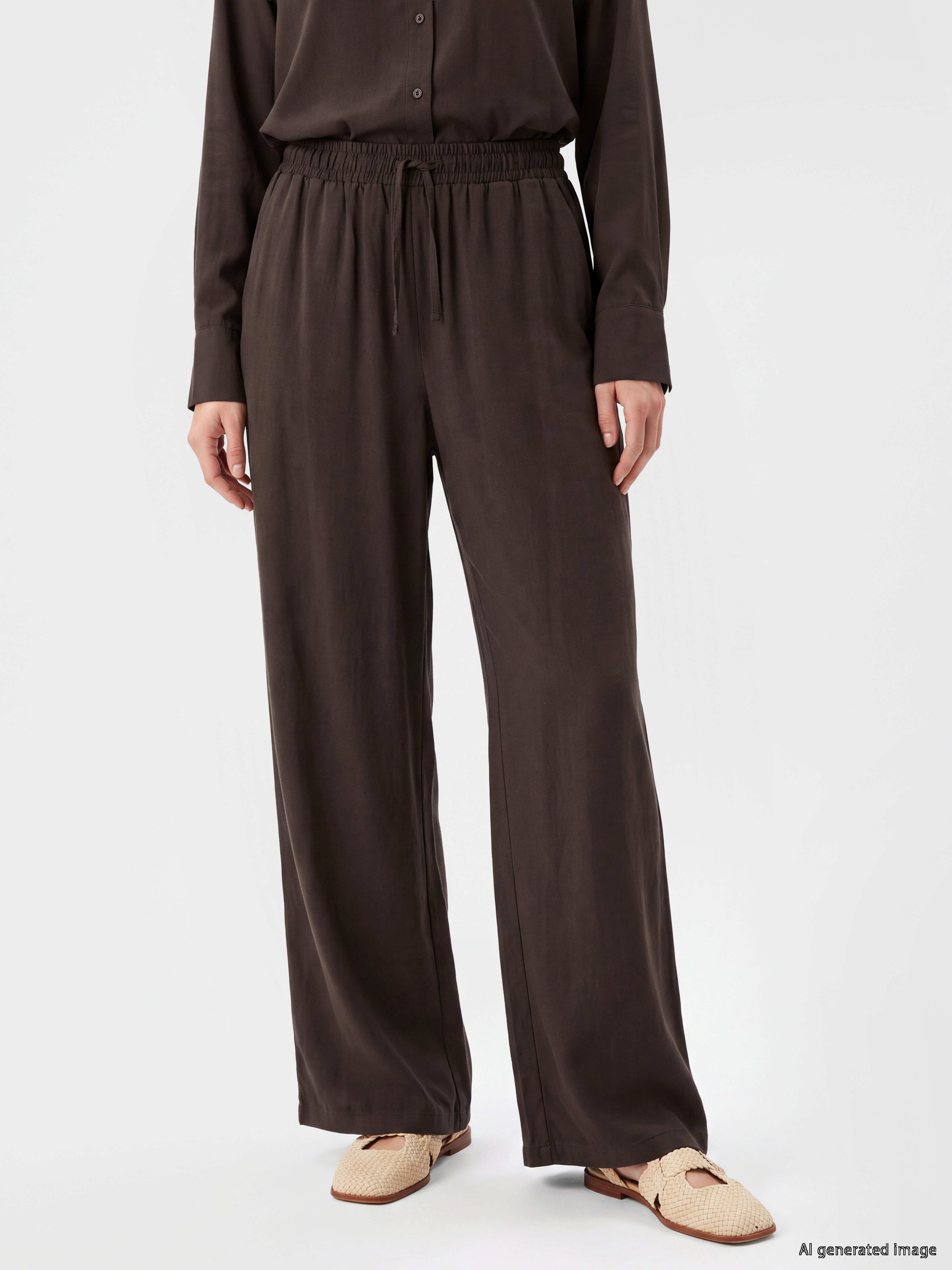 LCW Modest Beli Lastikli Geniş Paça Kadın Pantolon görsel 2