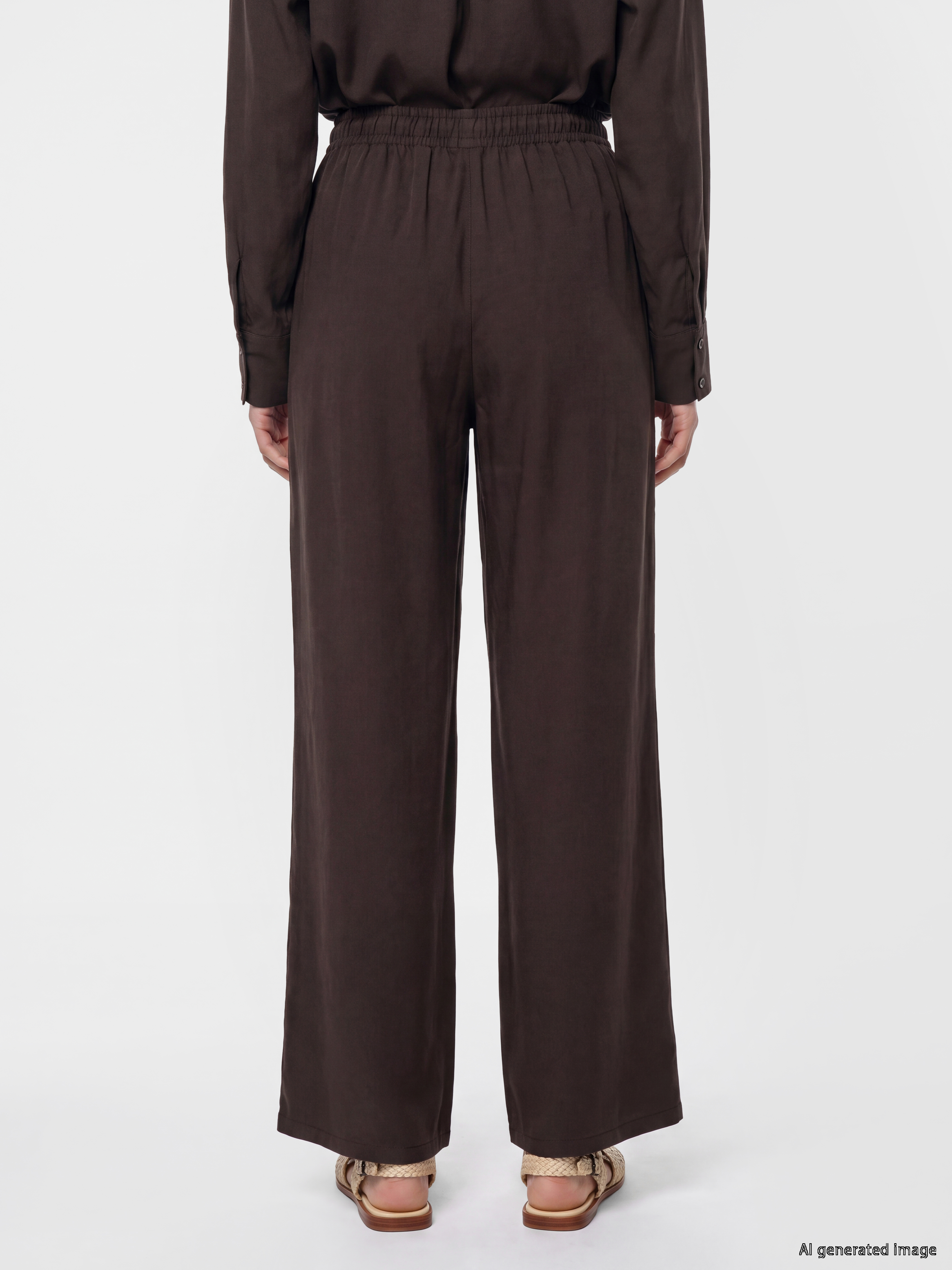 LCW Modest Beli Lastikli Geniş Paça Kadın Pantolon görsel 4