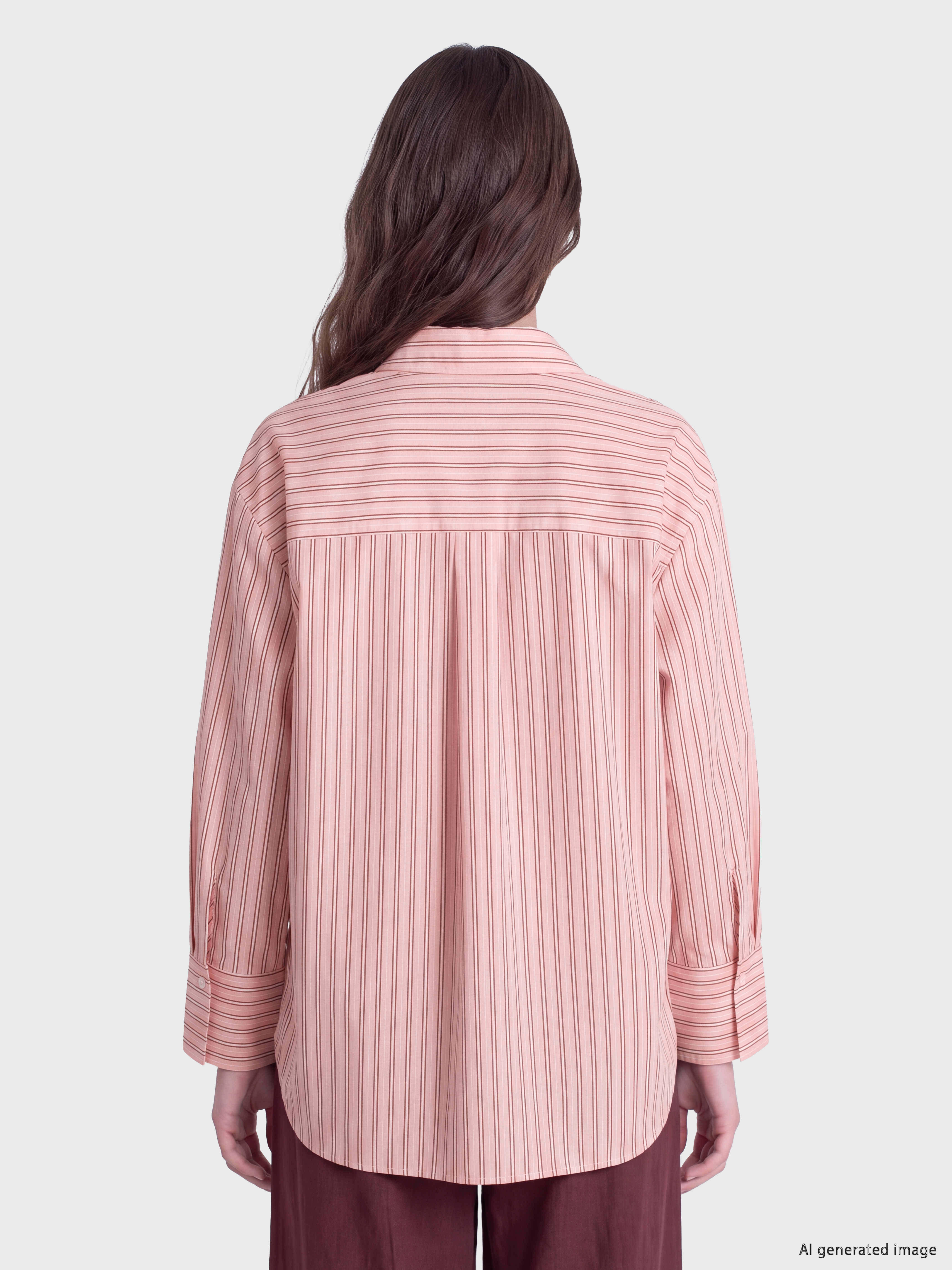 LCW Modest Çizgili Poplin Kadın Gömlek görsel 5