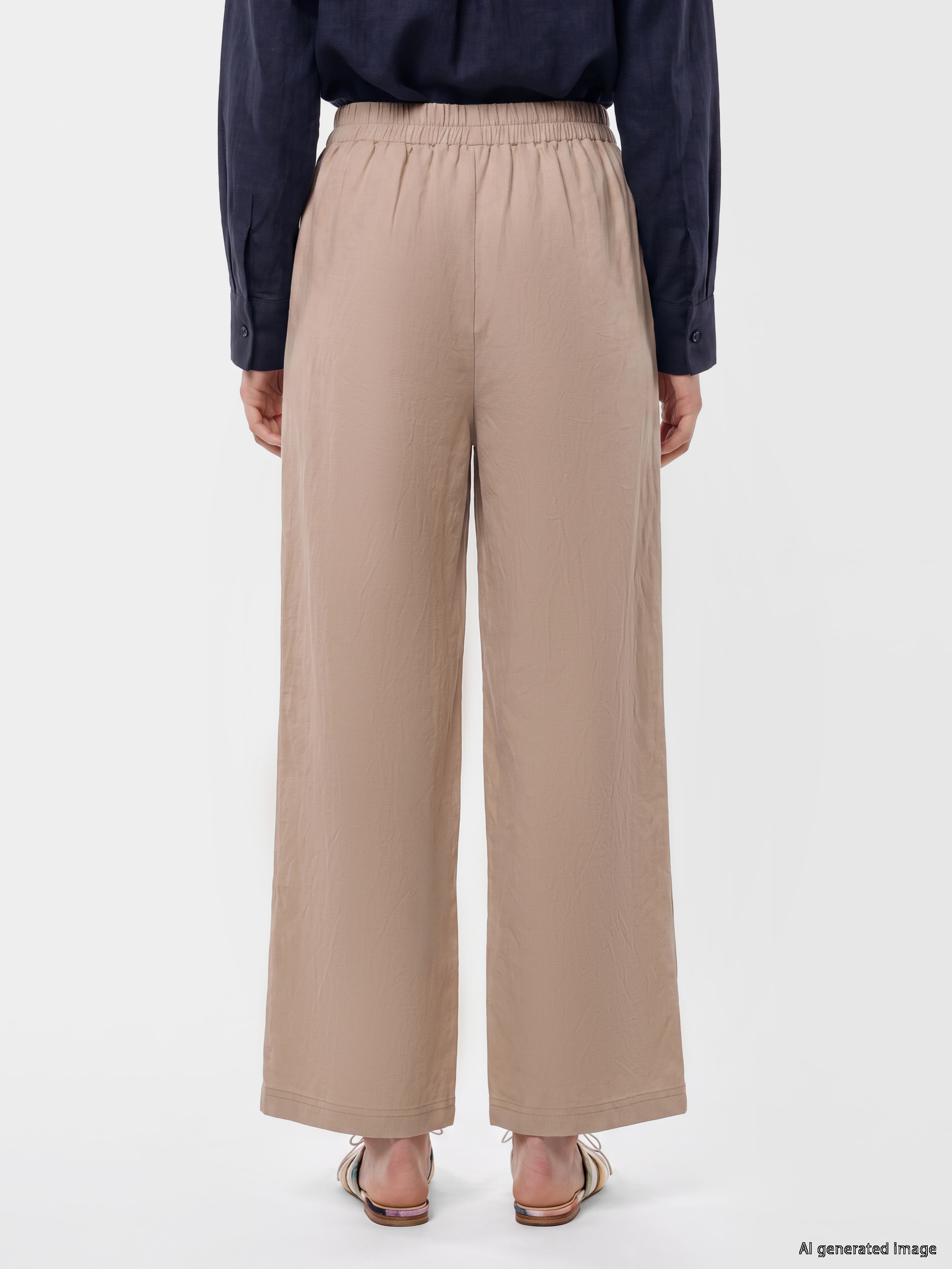 LCW Modest Beli Lastikli Geniş Paça Kadın Pantolon görsel 4