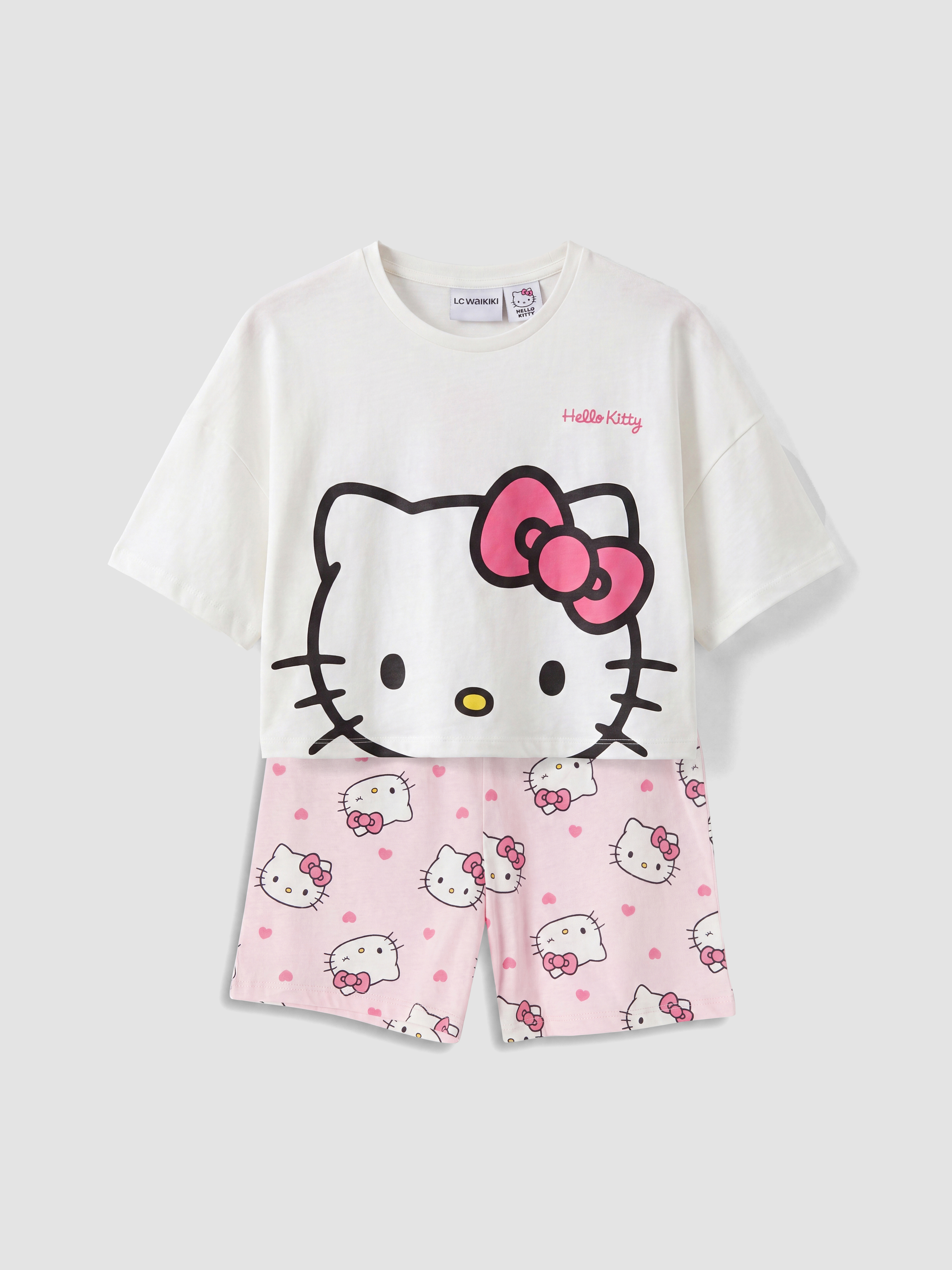 LCW Young Keseli Hello Kitty Baskılı Kadın Şortlu Pijama Takımı görsel 5