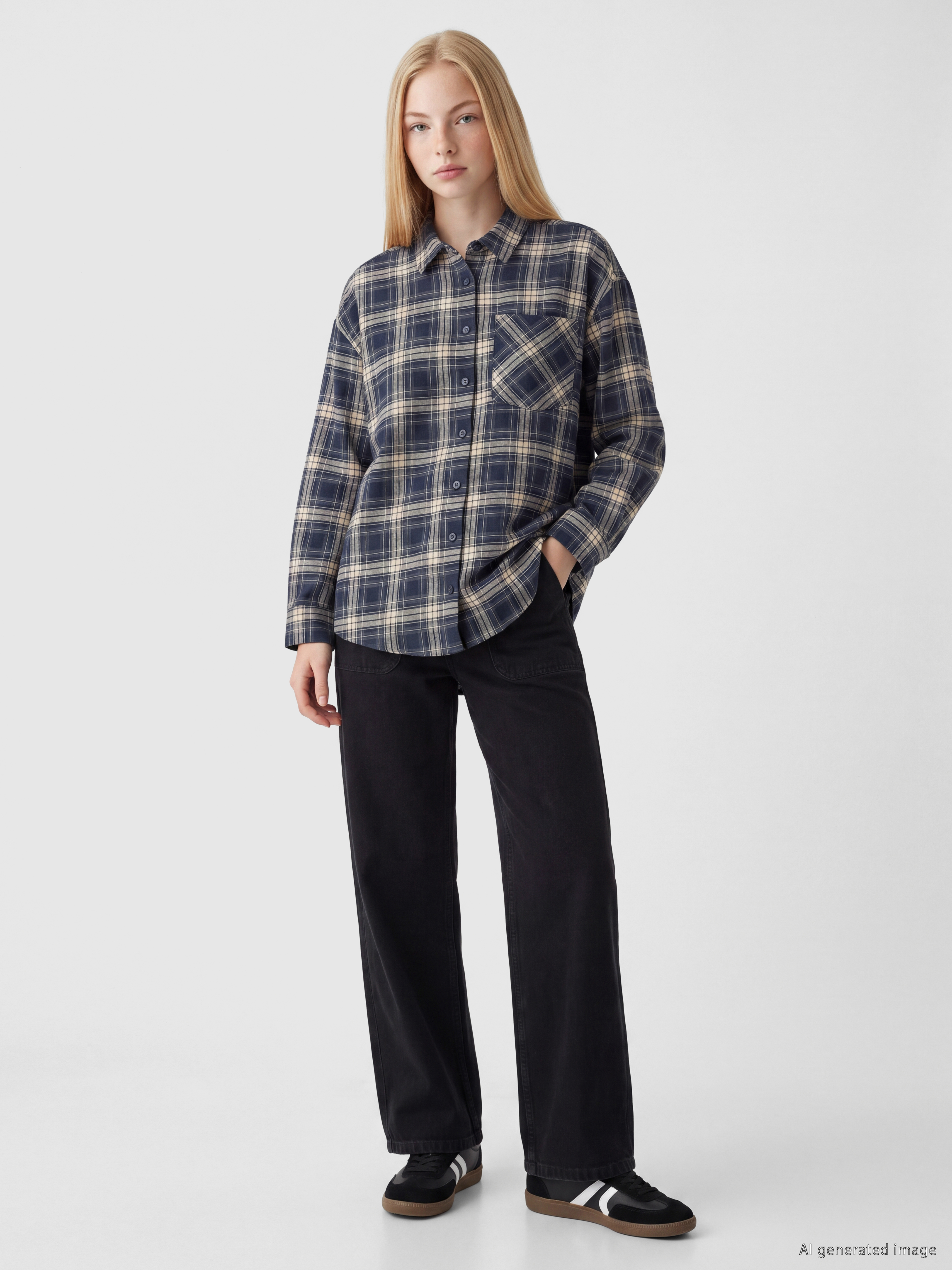 XSIDE Ekose Oversize Kadın Oduncu Gömlek görsel 2