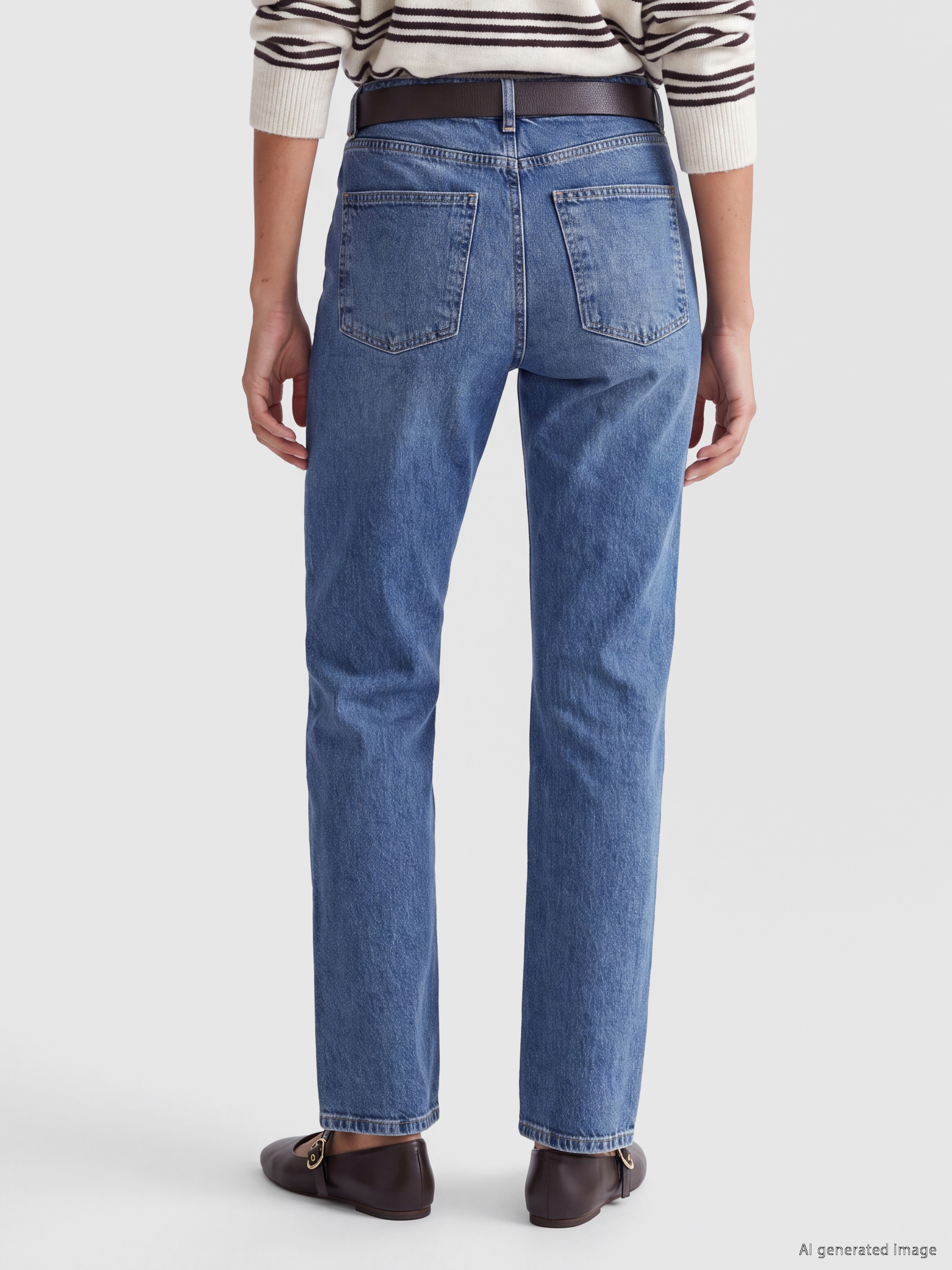 XSIDE Beli Kemerli Straight Fit Kadın Jean Pantolon görsel 5