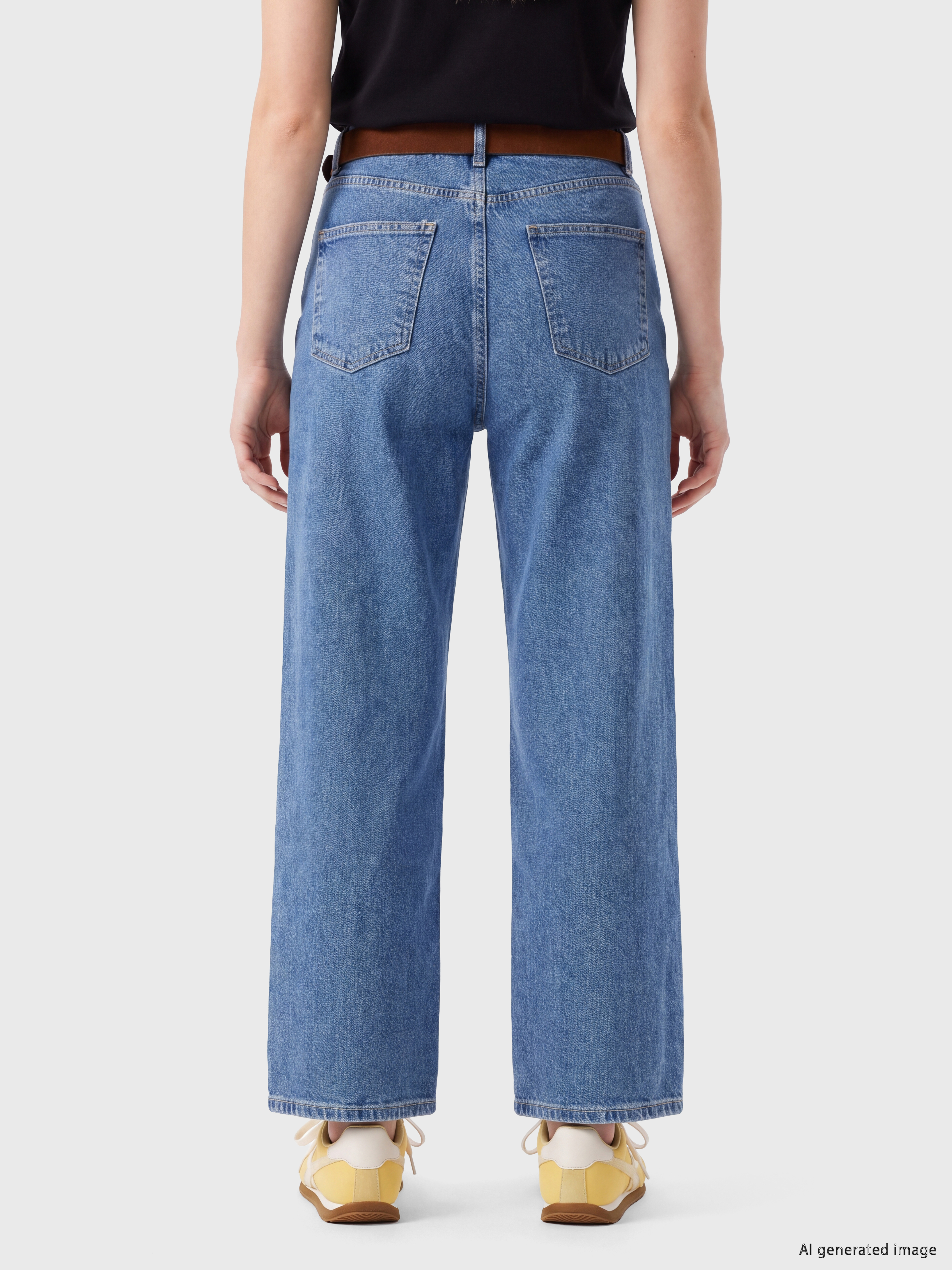 XSIDE Kemerli Straight Fit Kadın Jean Pantolon görsel 5