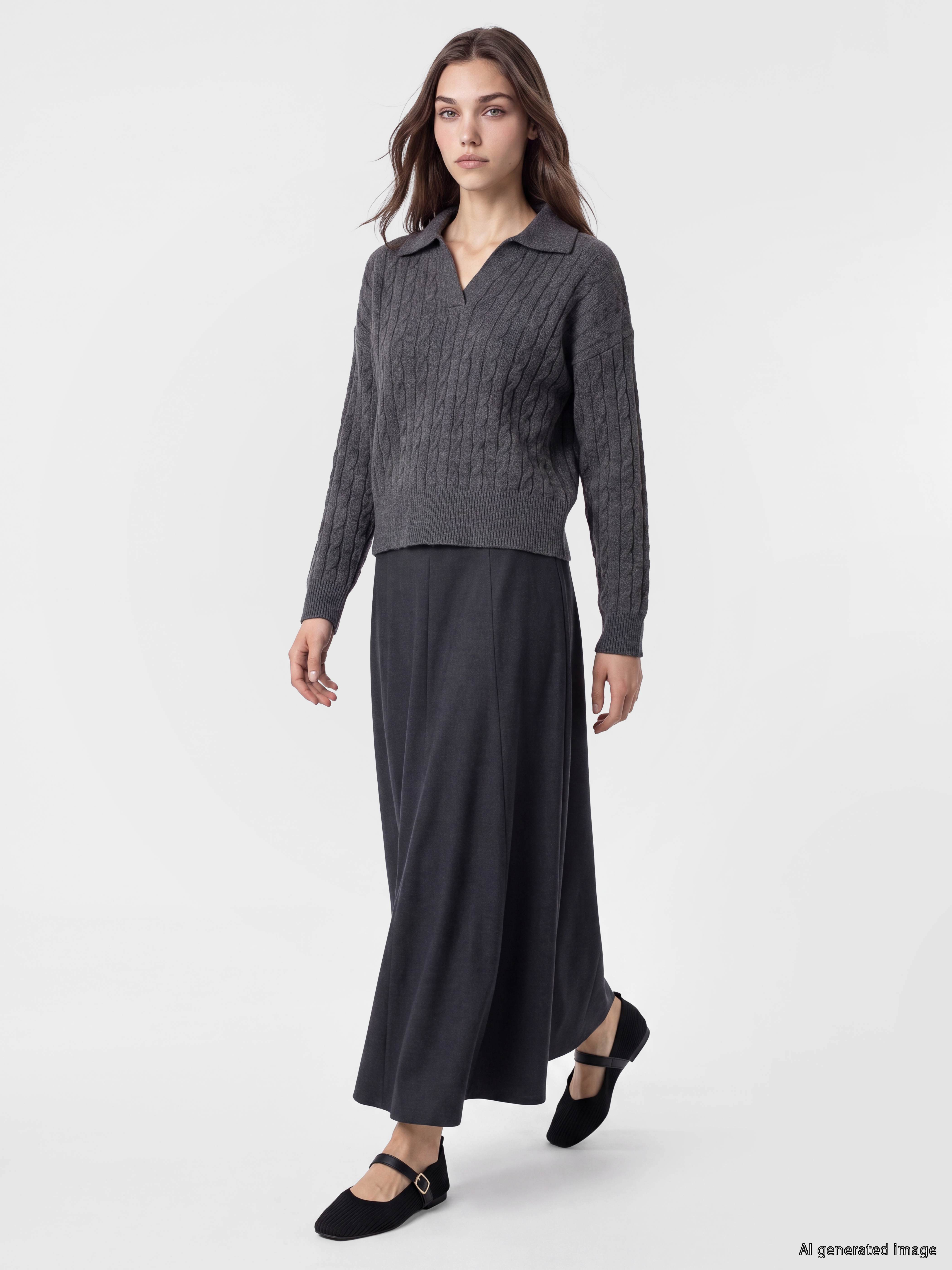 LCW Modest Beli Fermuarlı Kloş Etek görsel 2
