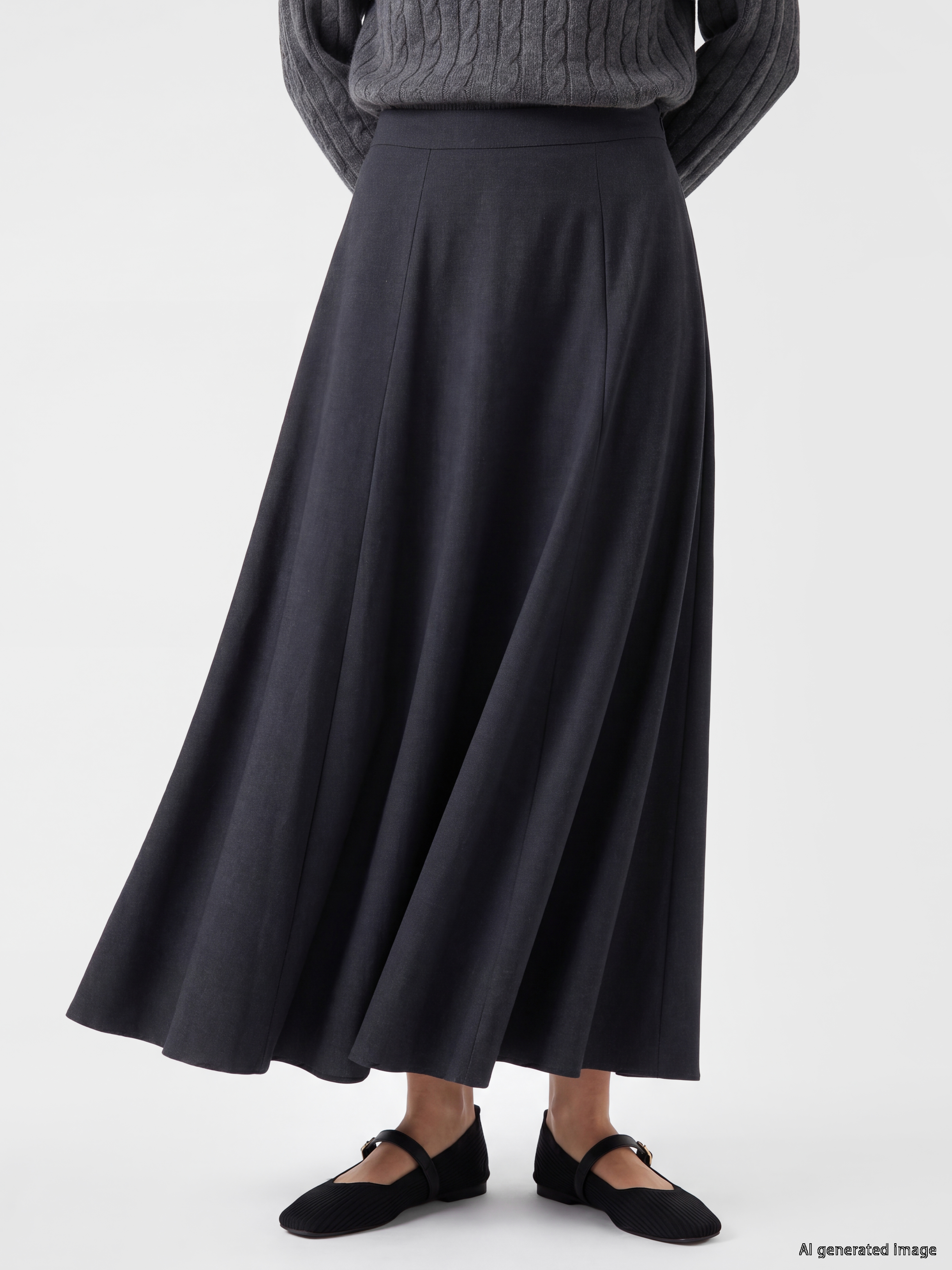 LCW Modest Beli Fermuarlı Kloş Etek görsel 3
