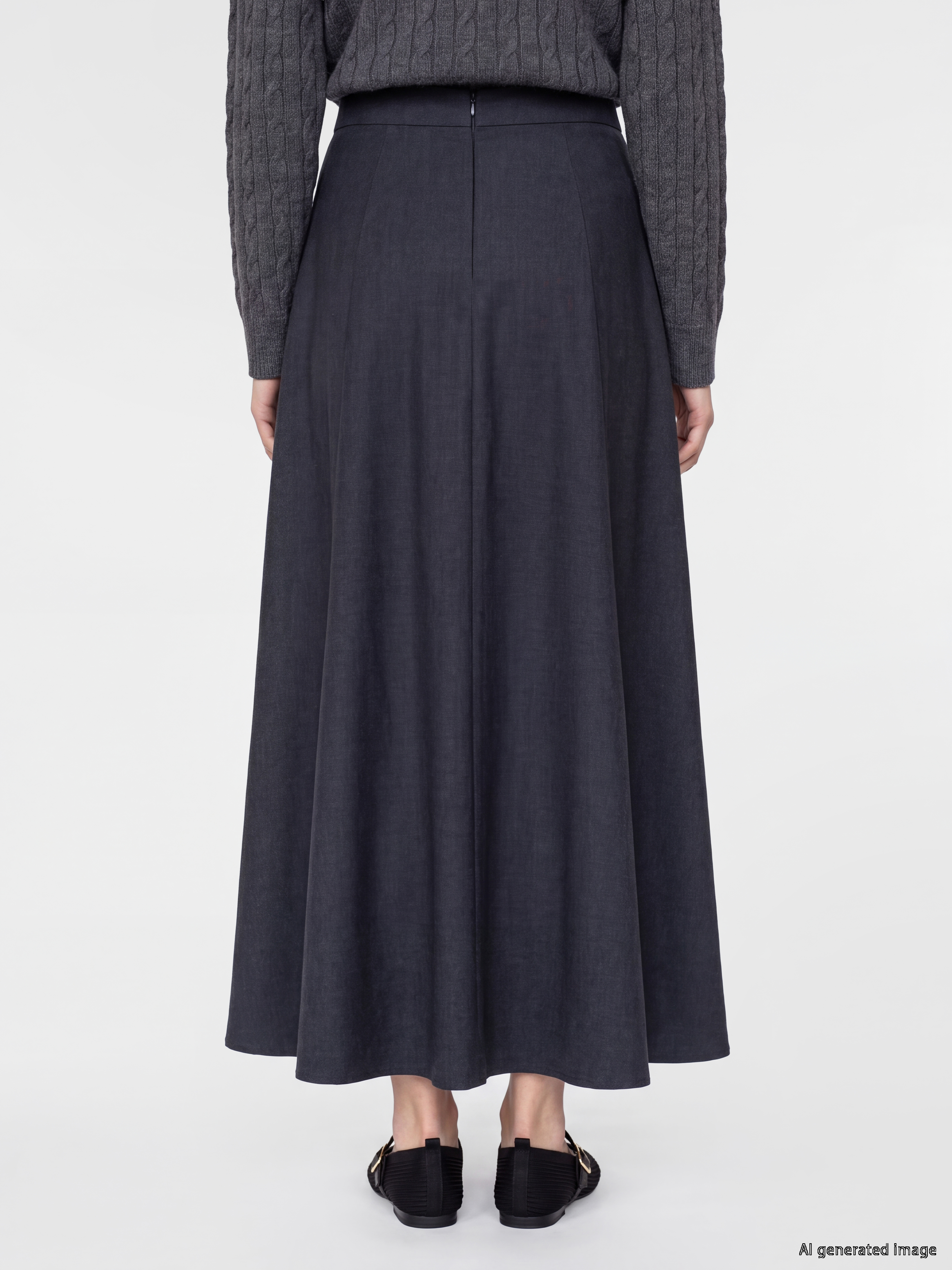 LCW Modest Beli Fermuarlı Kloş Etek görsel 5