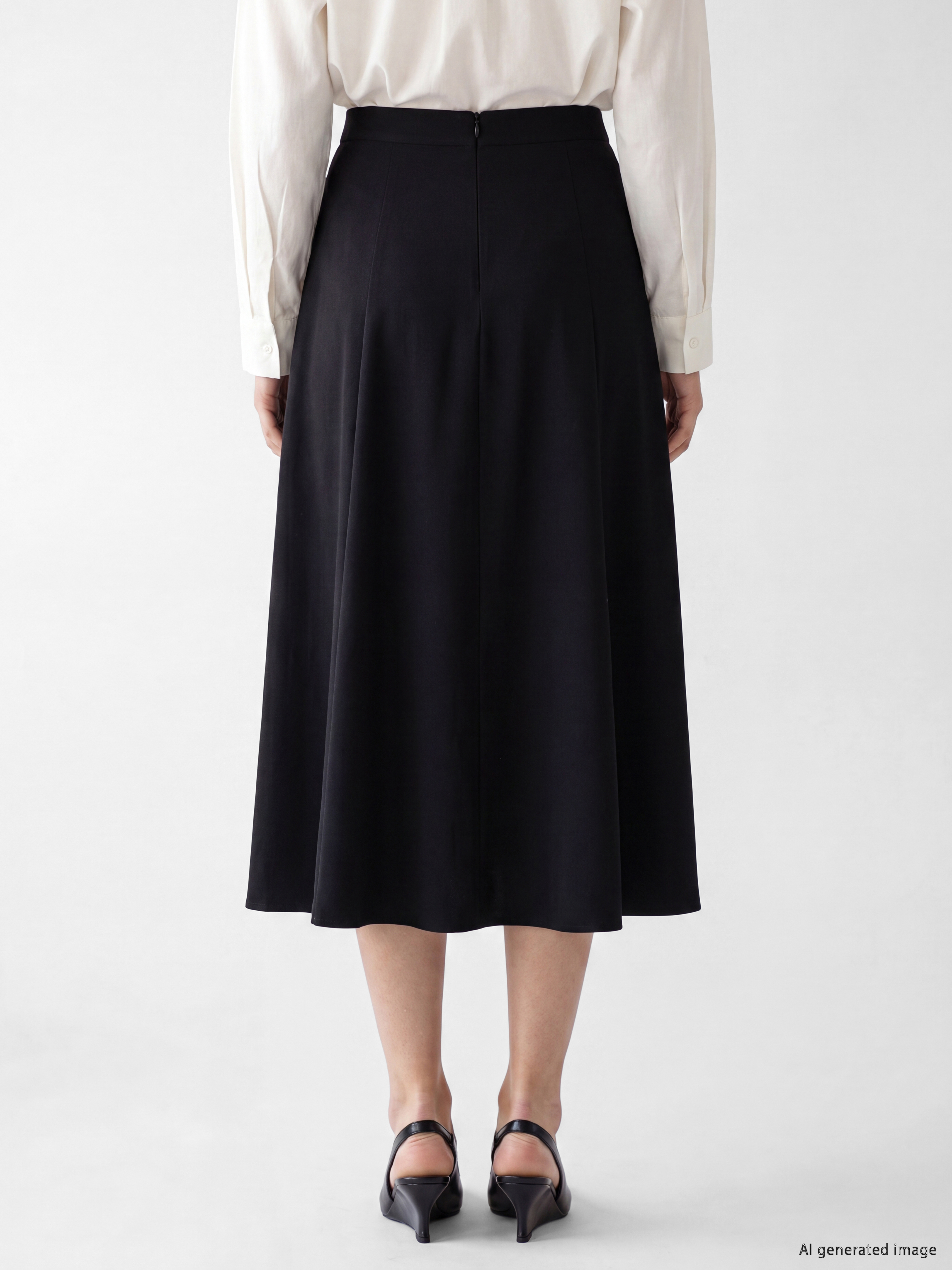 LCW Modest Beli Fermuarlı Kloş Etek görsel 4