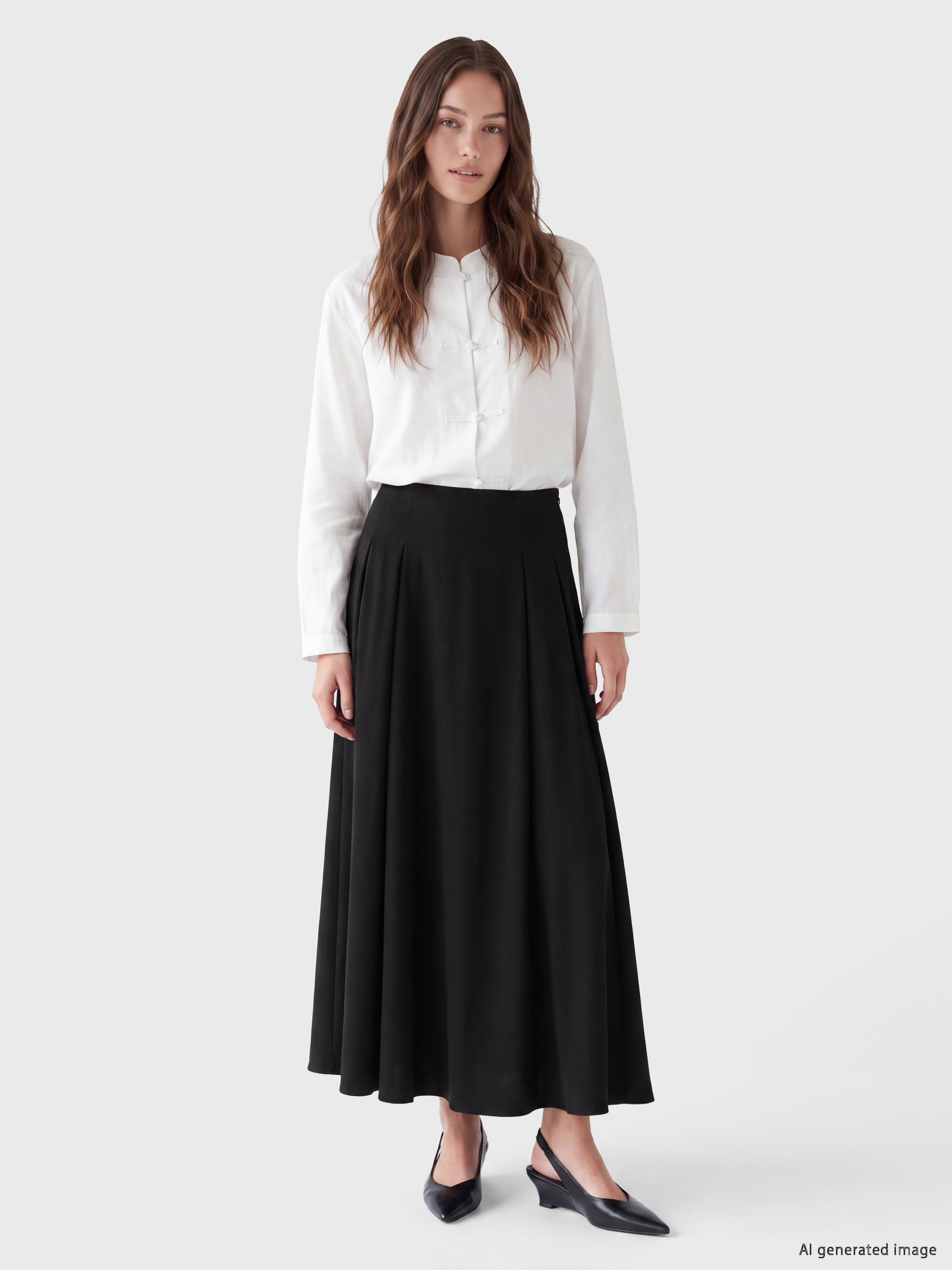 LCW Modest Beli Fermuarlı Kloş Etek görsel 2