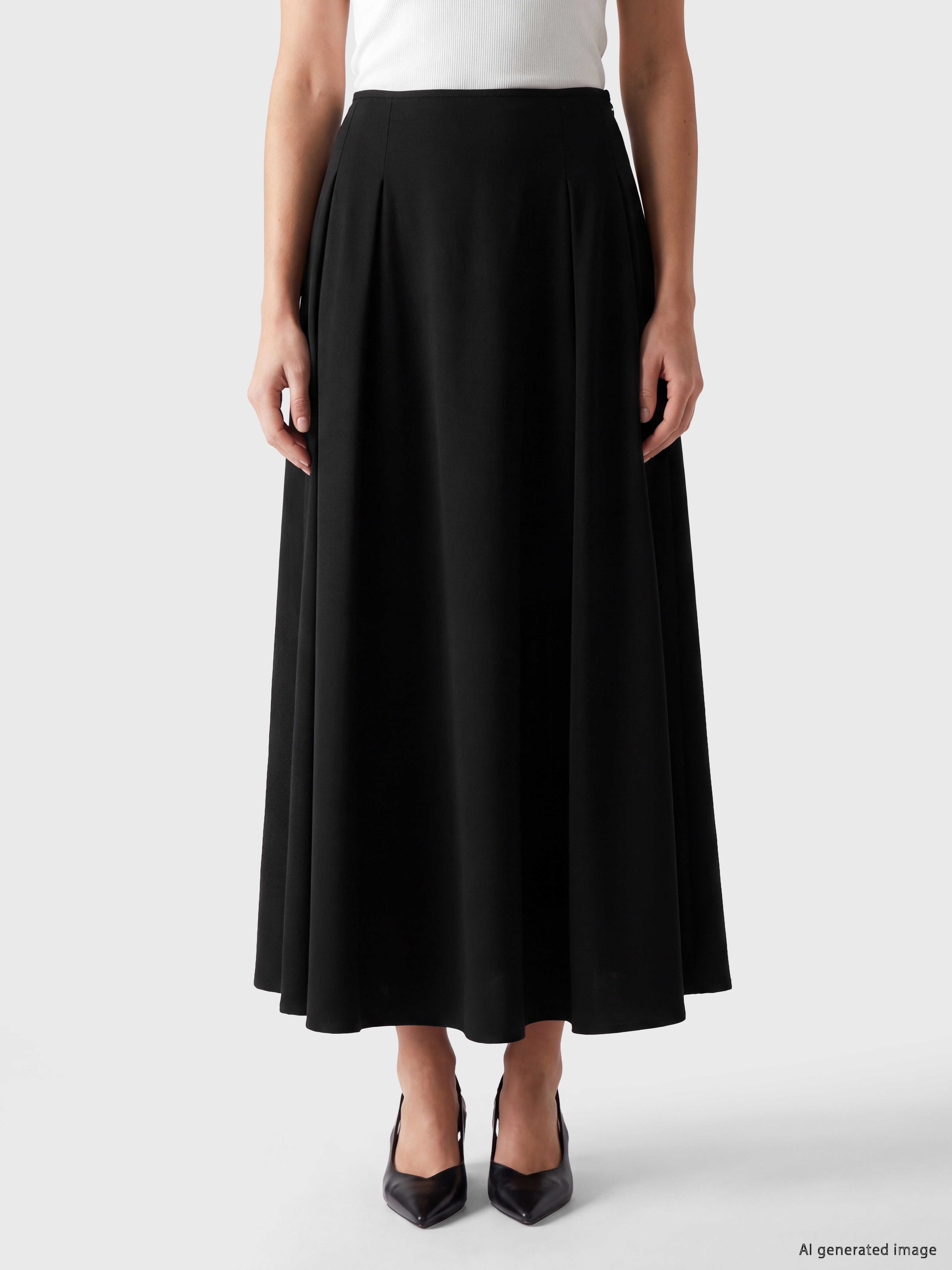 LCW Modest Beli Fermuarlı Kloş Etek görsel 3