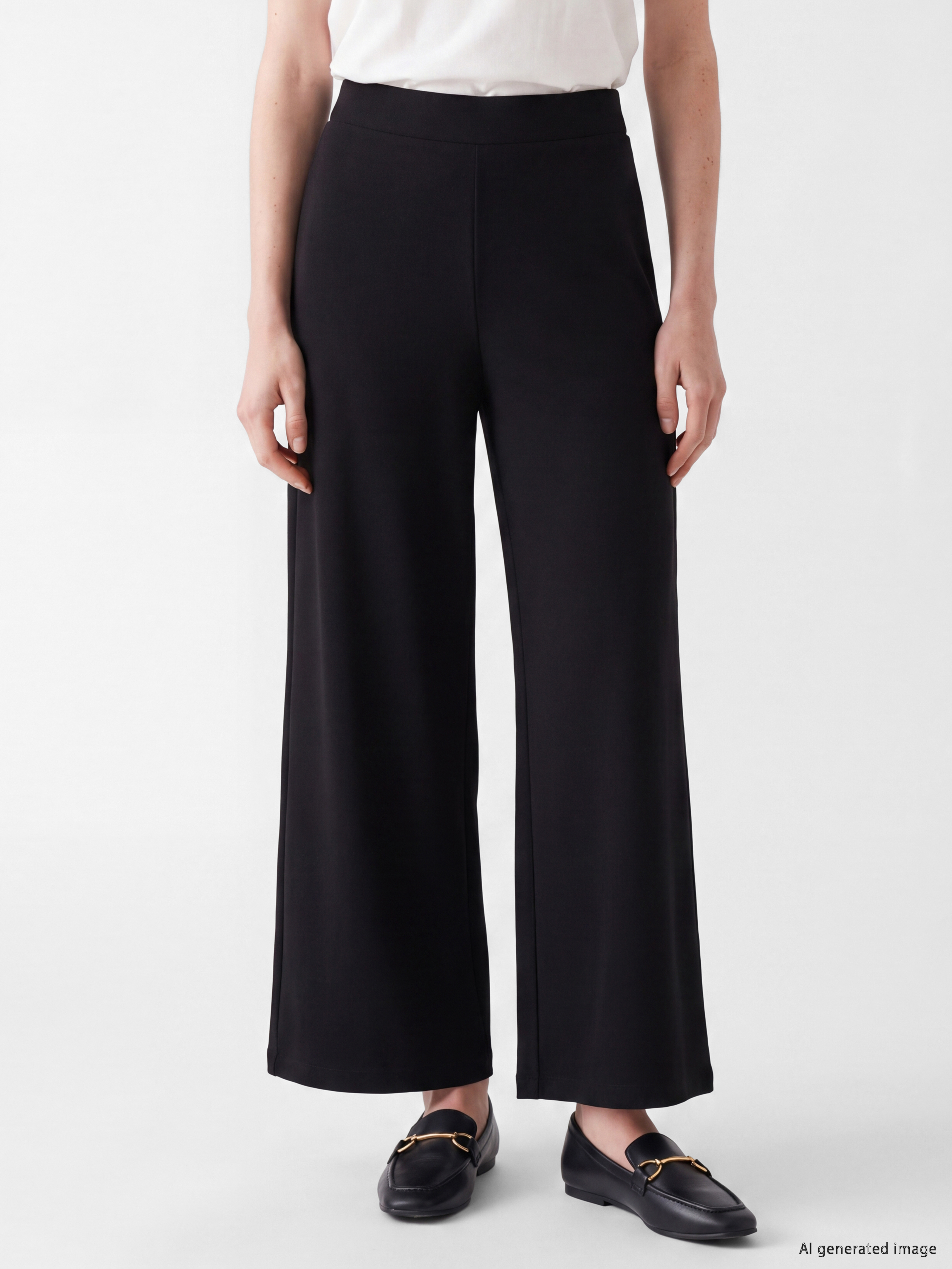 LCW Comfort Yüksek Bel Geniş Paça Krep Kadın Pantolon görsel 2