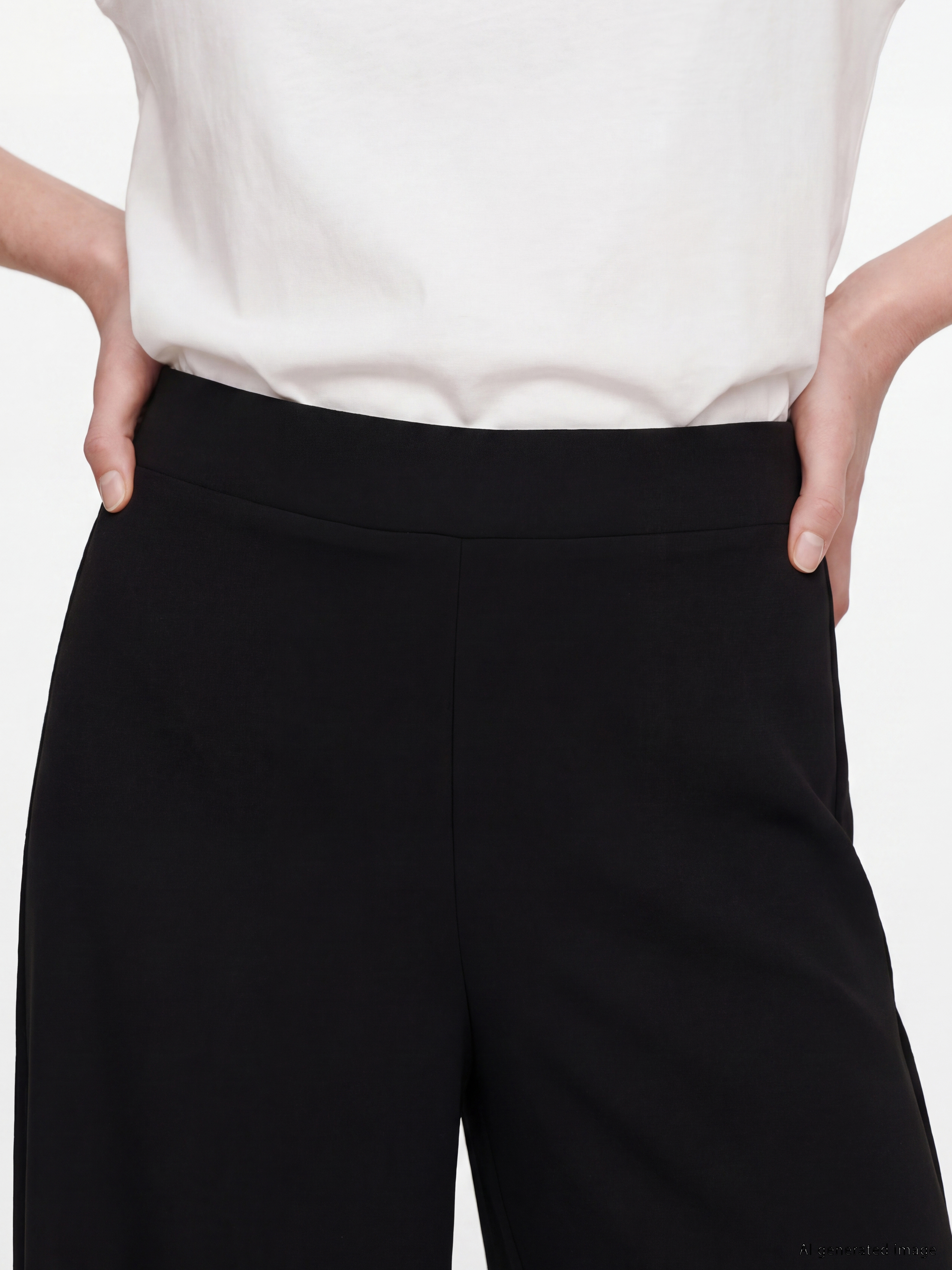 LCW Comfort Yüksek Bel Geniş Paça Krep Kadın Pantolon görsel 3