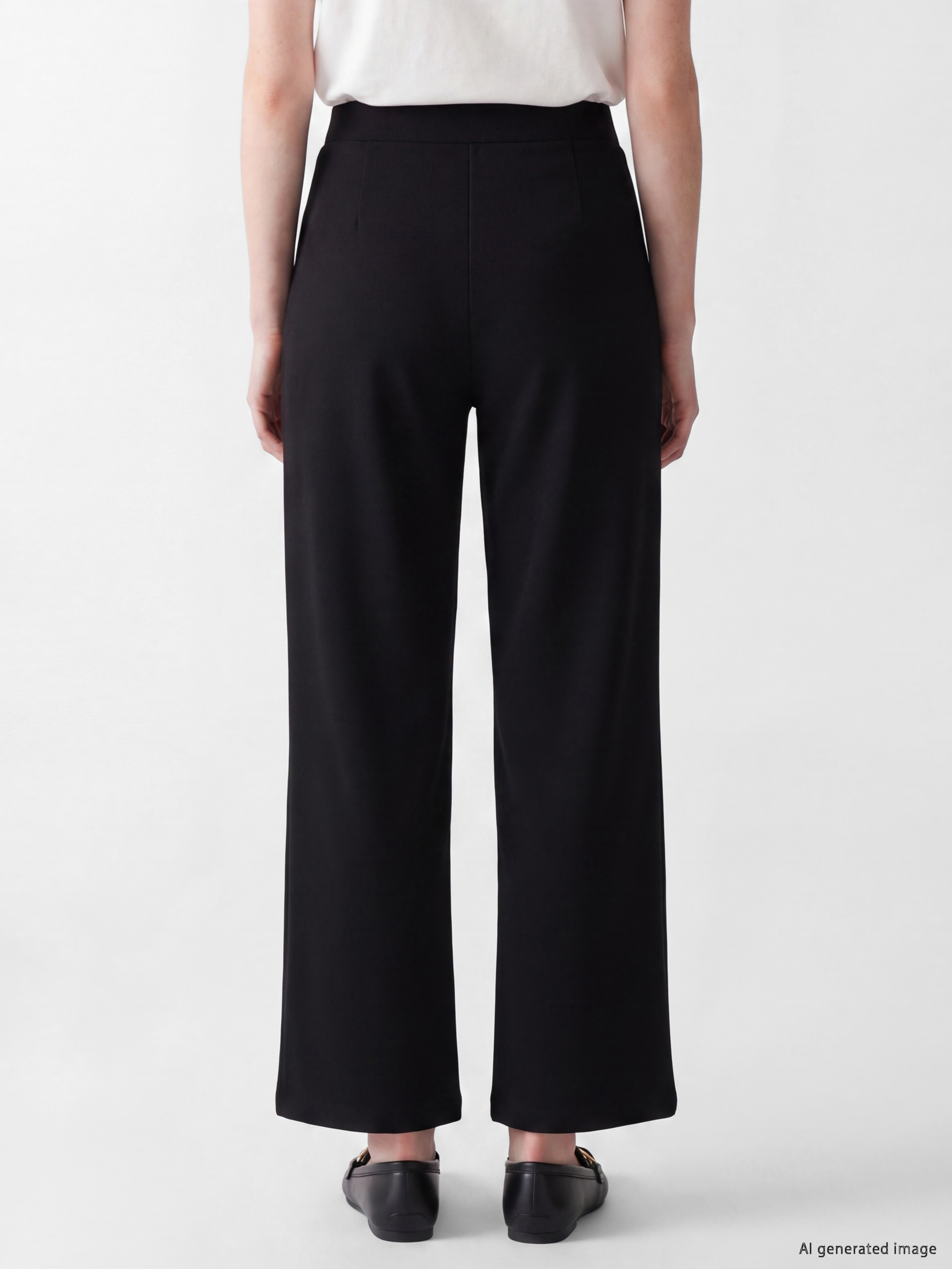 LCW Comfort Yüksek Bel Geniş Paça Krep Kadın Pantolon görsel 4