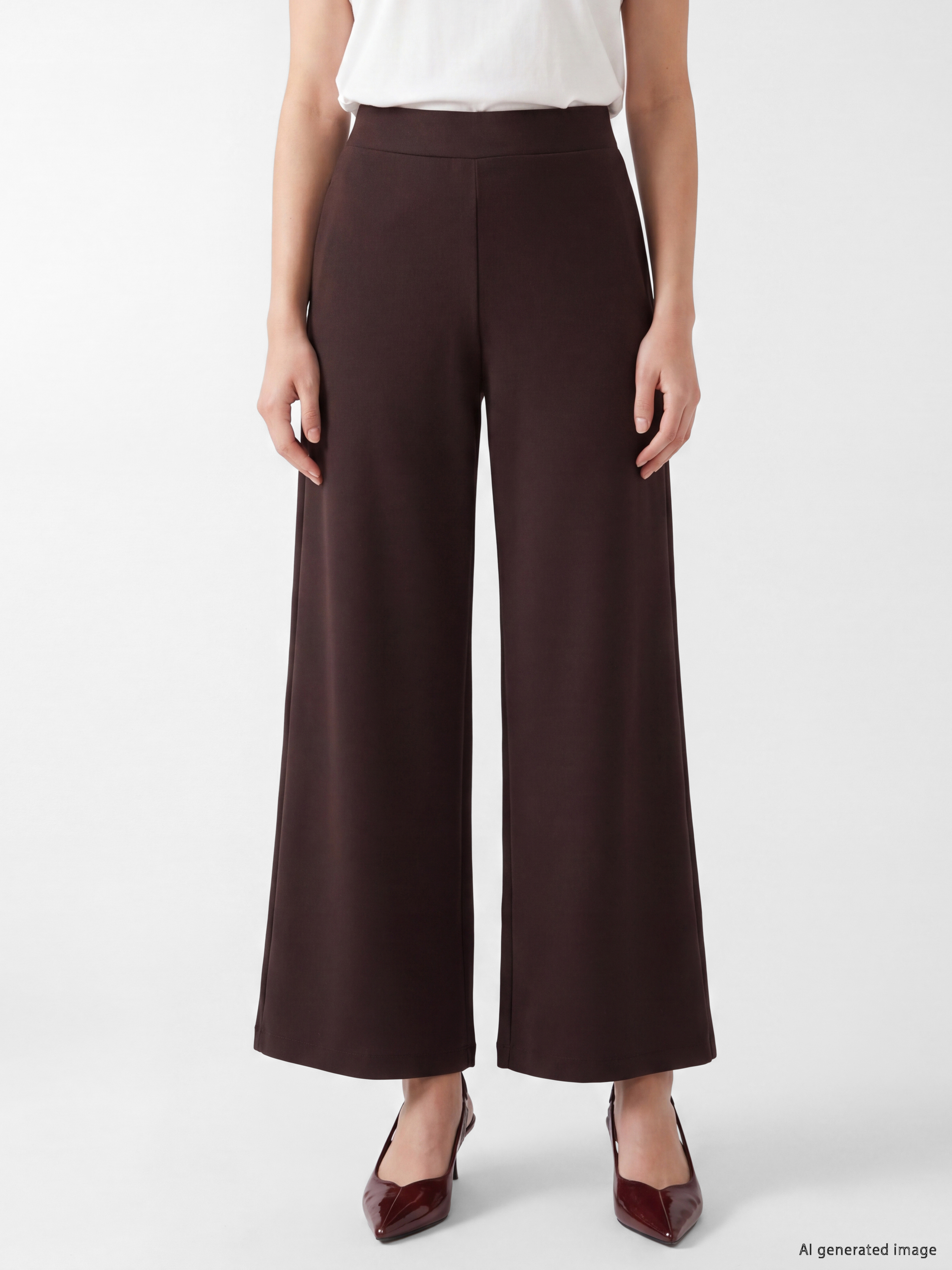 LCW Comfort Yüksek Bel Geniş Paça Krep Kadın Pantolon görsel 2