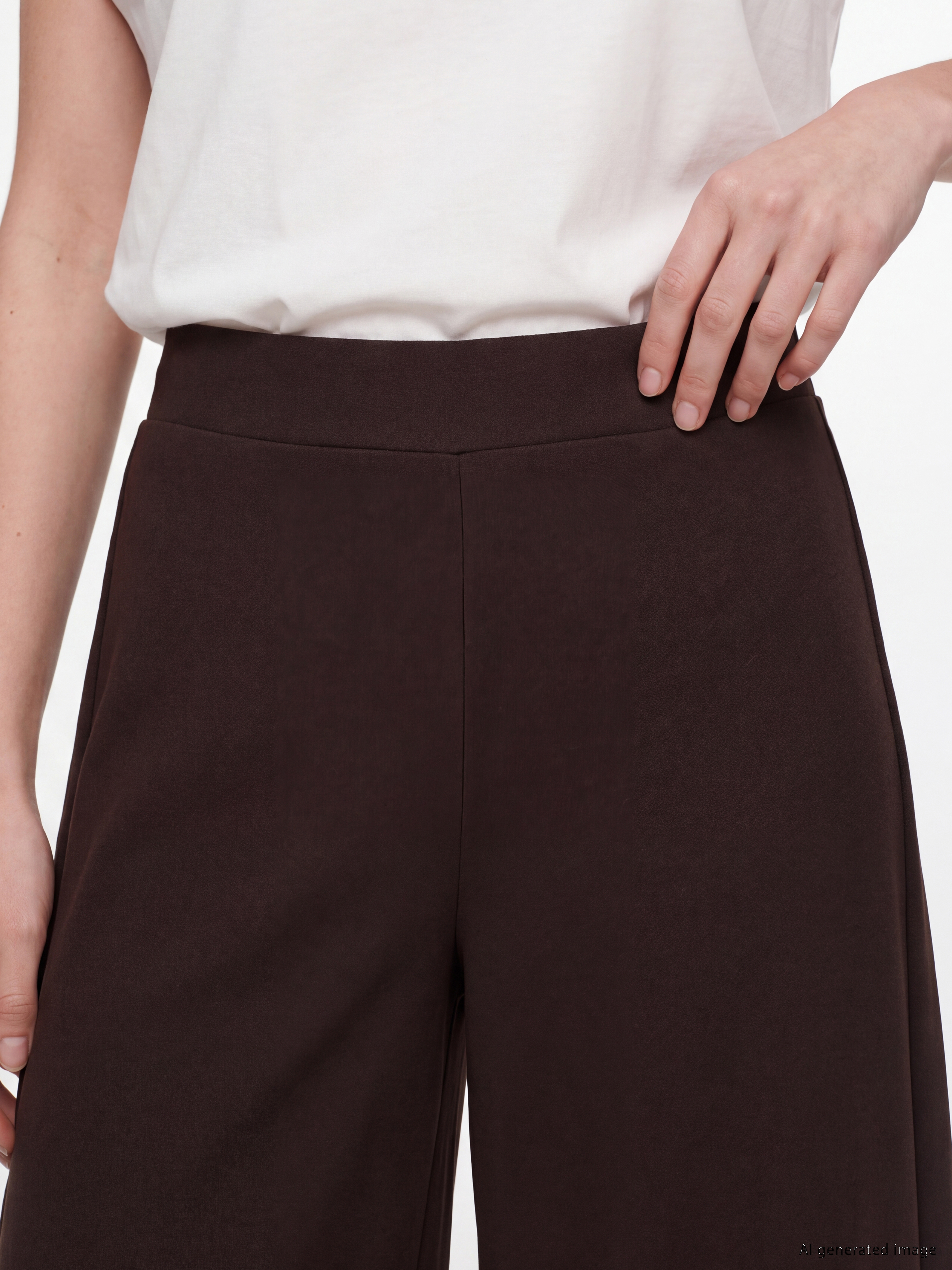 LCW Comfort Yüksek Bel Geniş Paça Krep Kadın Pantolon görsel 3