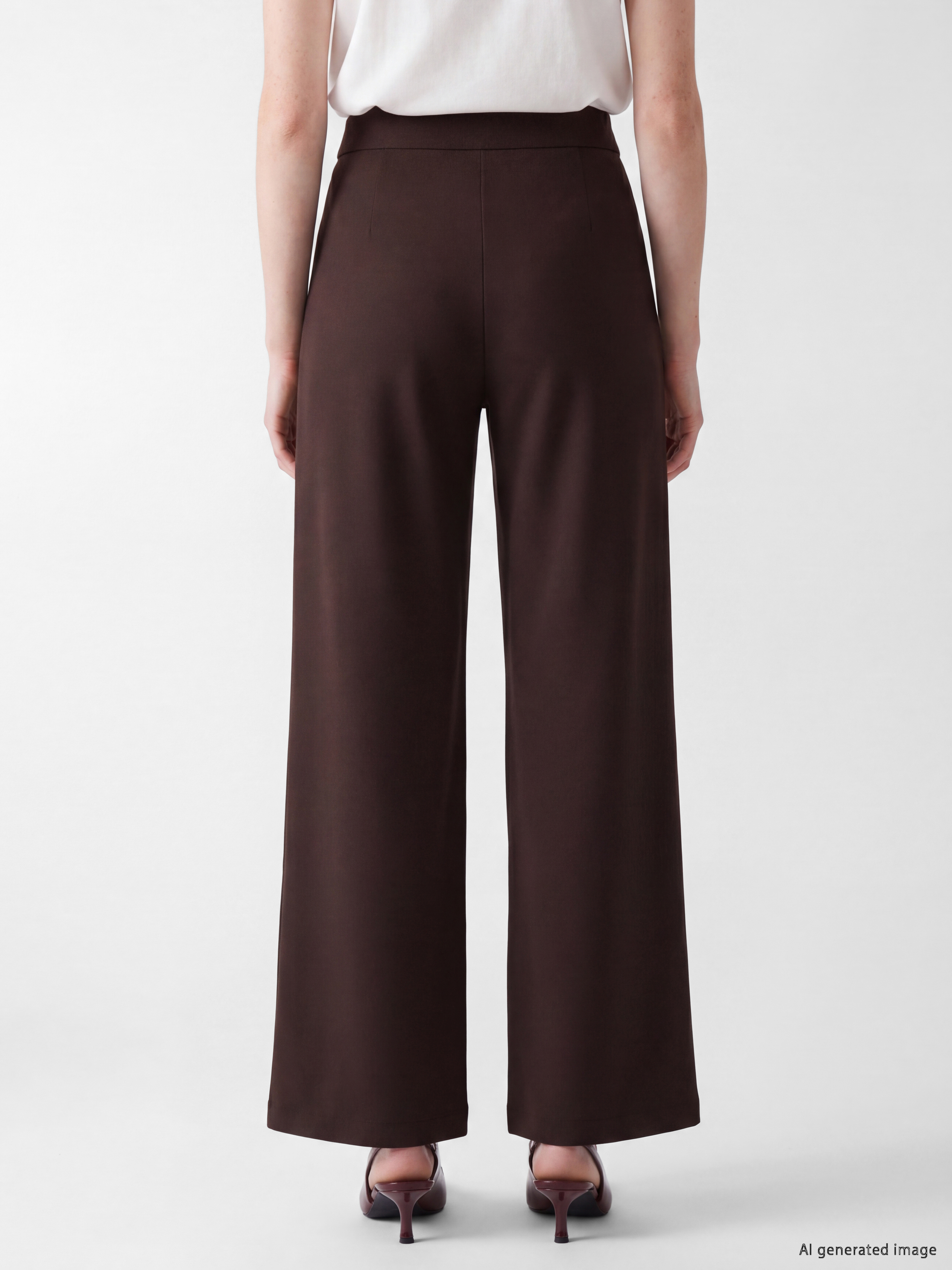LCW Comfort Yüksek Bel Geniş Paça Krep Kadın Pantolon görsel 4