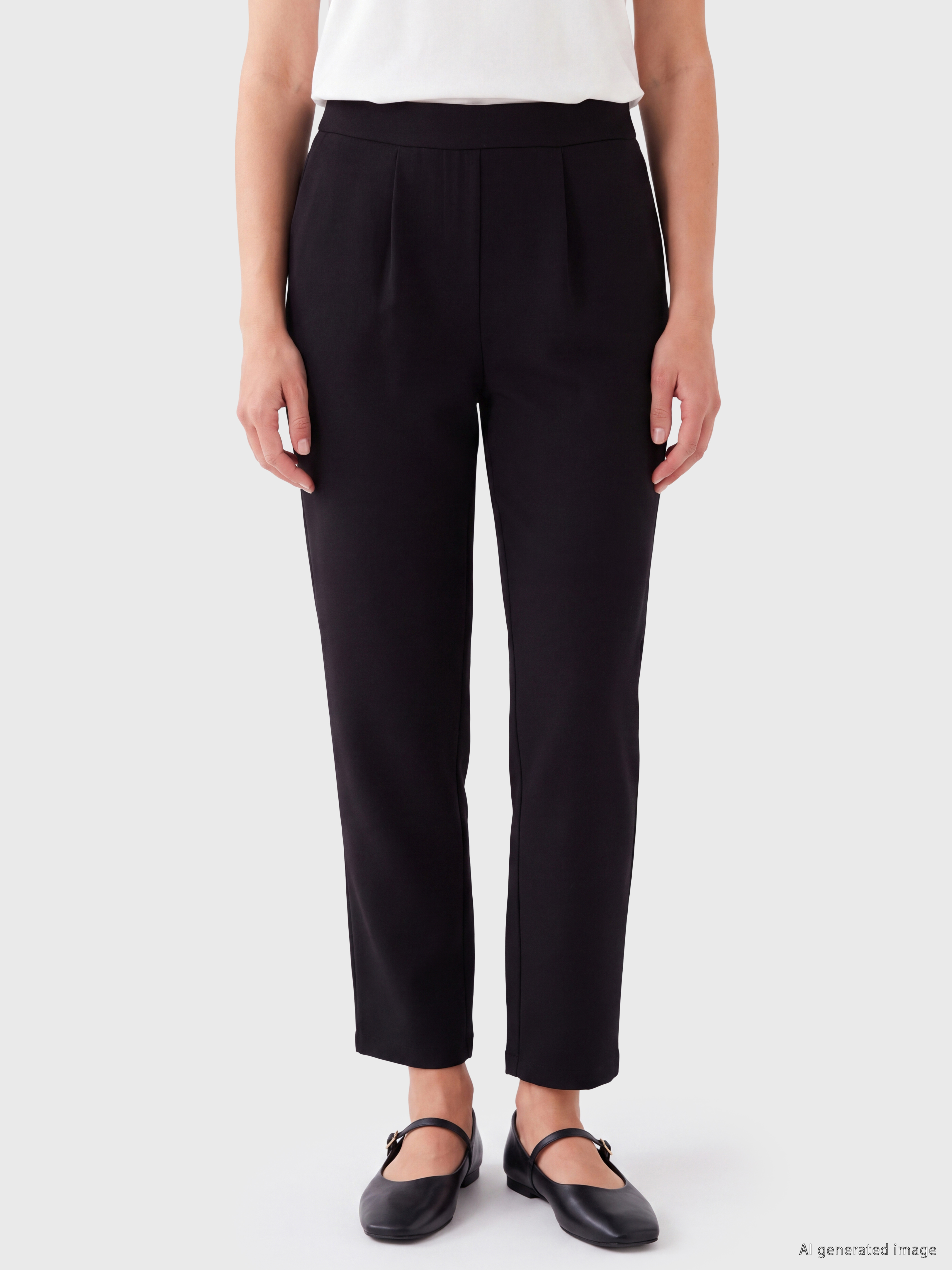 LCW Comfort Beli Lastikli Kadın Krep Pantolon görsel 2