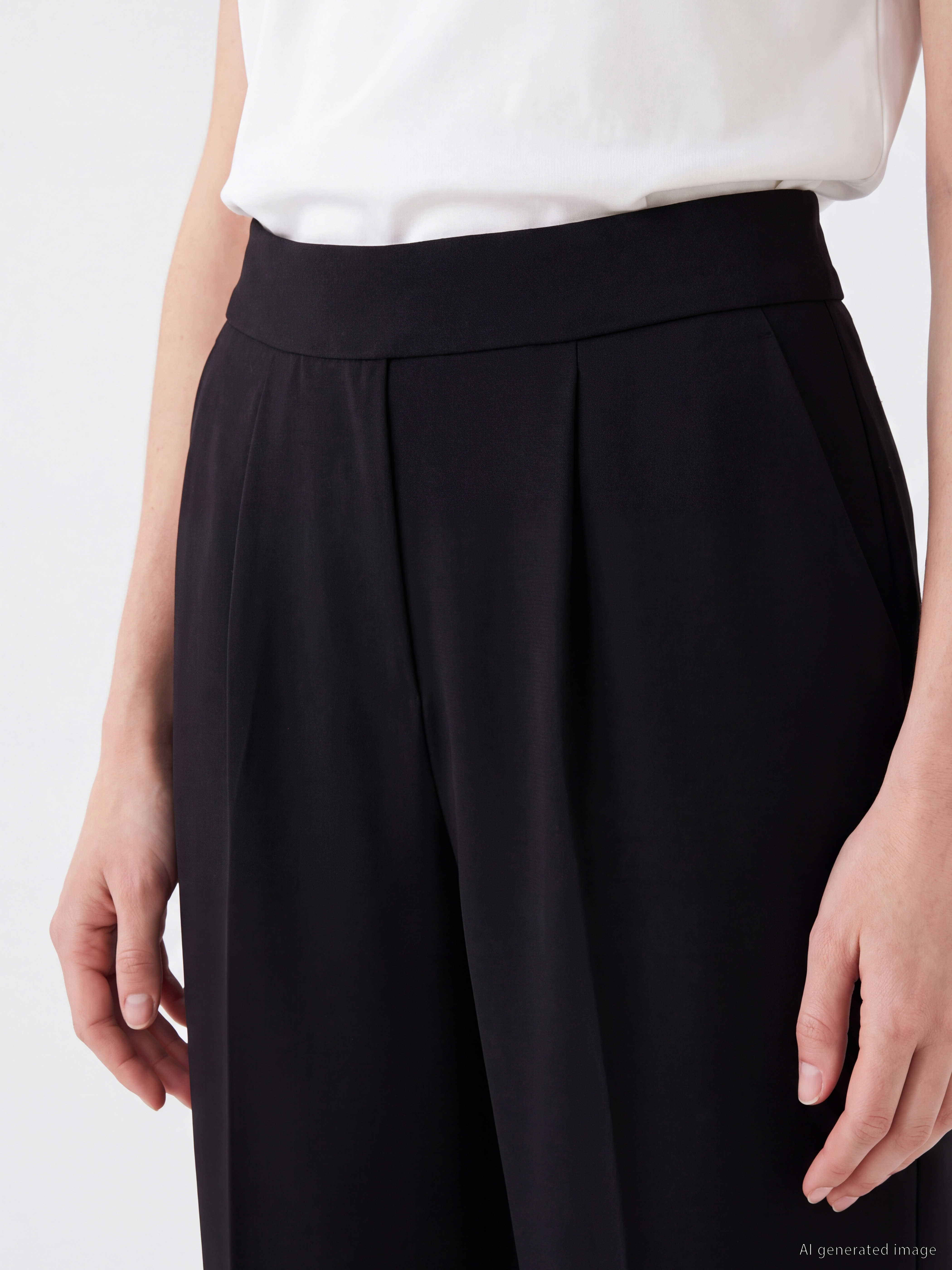 LCW Comfort Beli Lastikli Kadın Krep Pantolon görsel 3