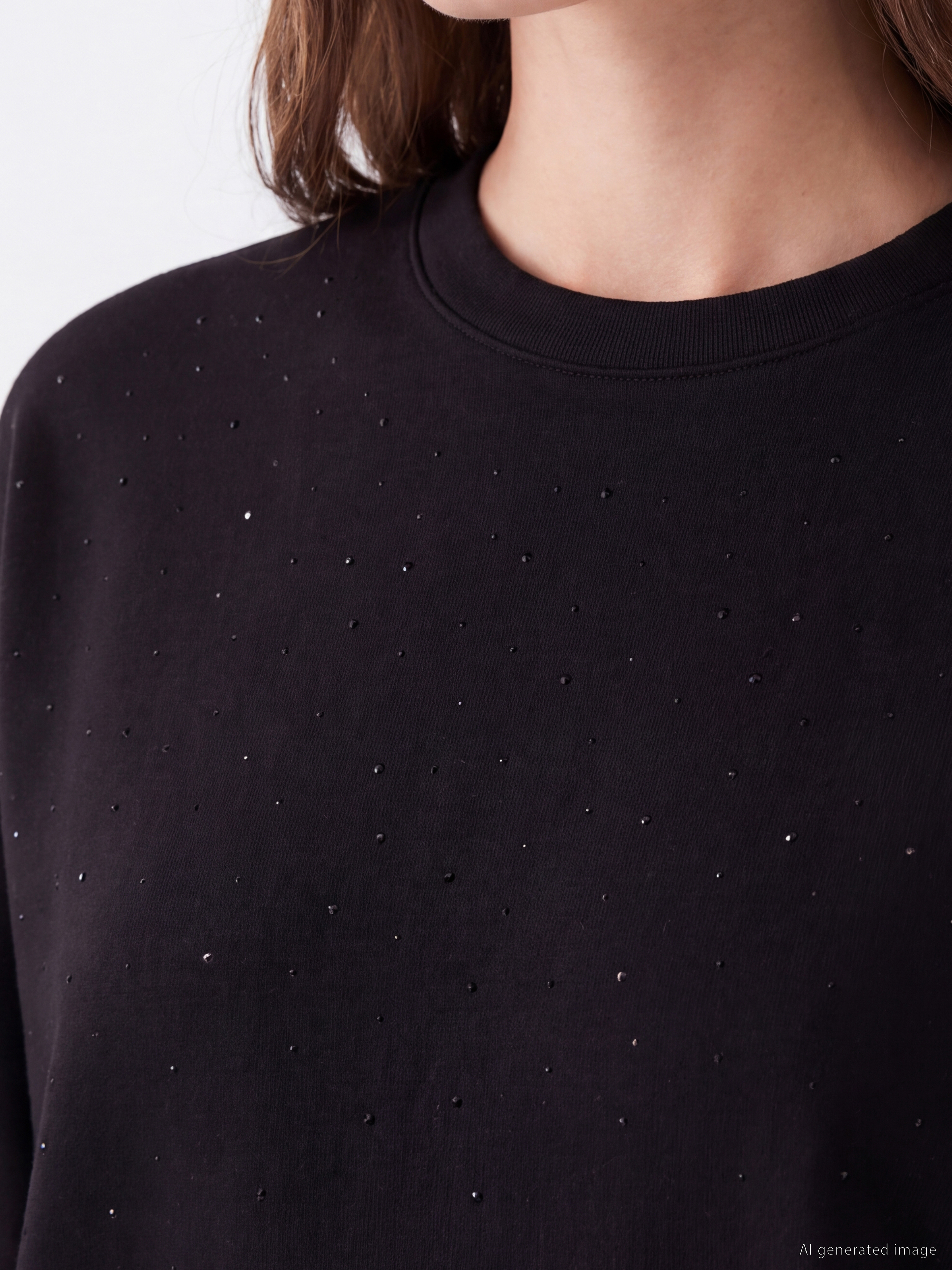 LCW Modest Taşlı Soft Touch Kadın Sweatshirt Tunik görsel 3