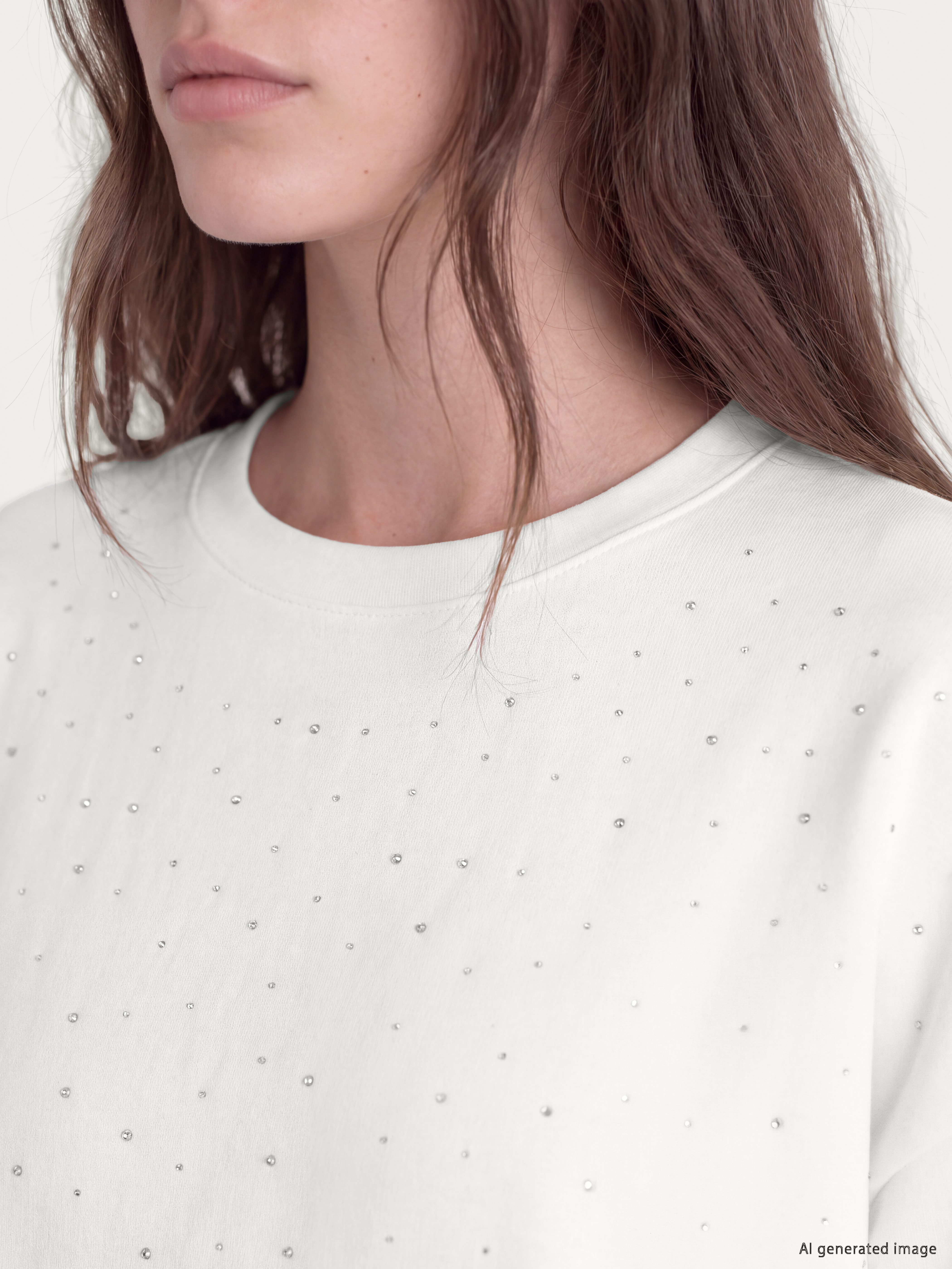 LCW Modest Taşlı Soft Touch Kadın Sweatshirt Tunik görsel 3