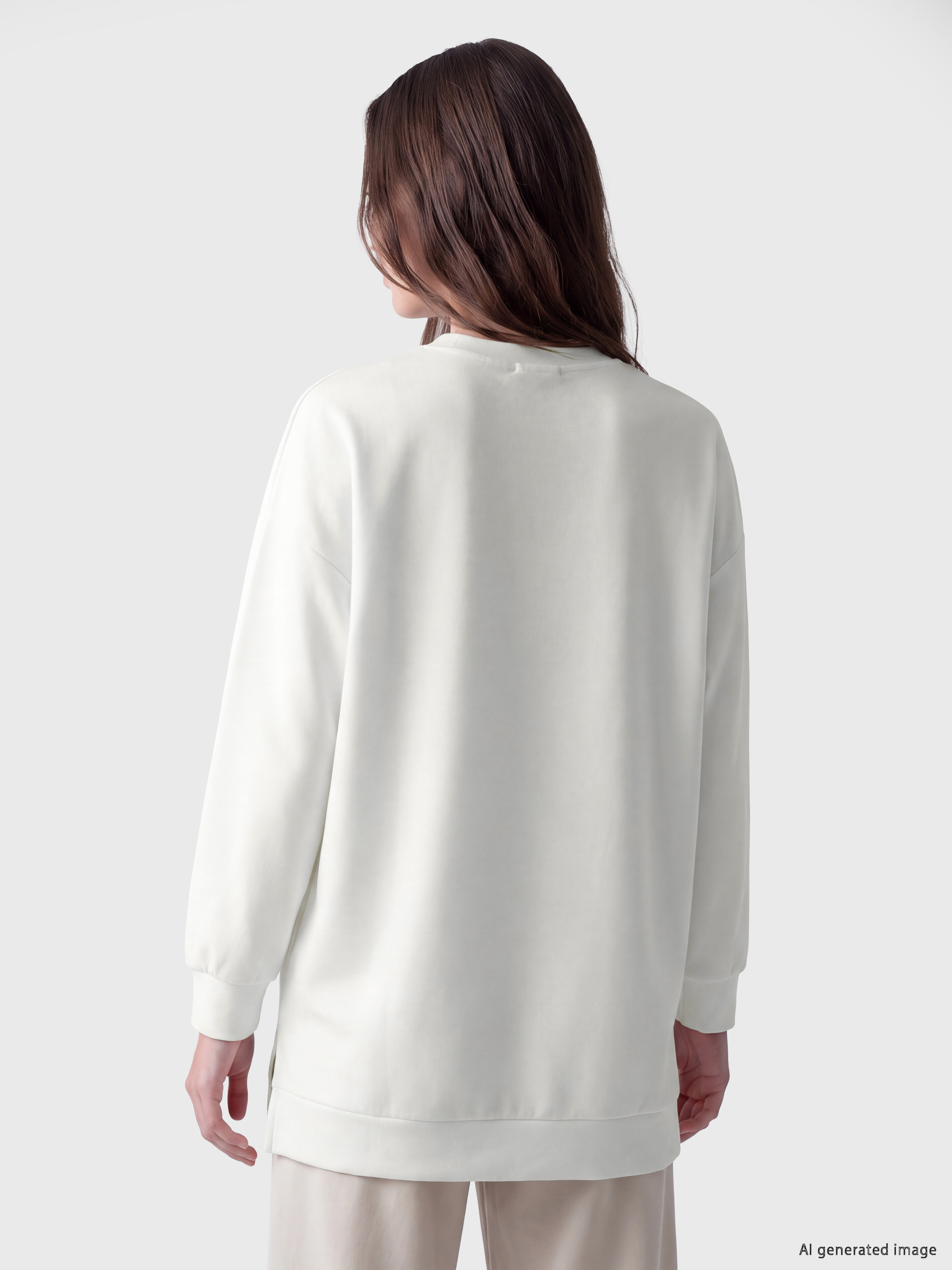 LCW Modest Taşlı Soft Touch Kadın Sweatshirt Tunik görsel 4