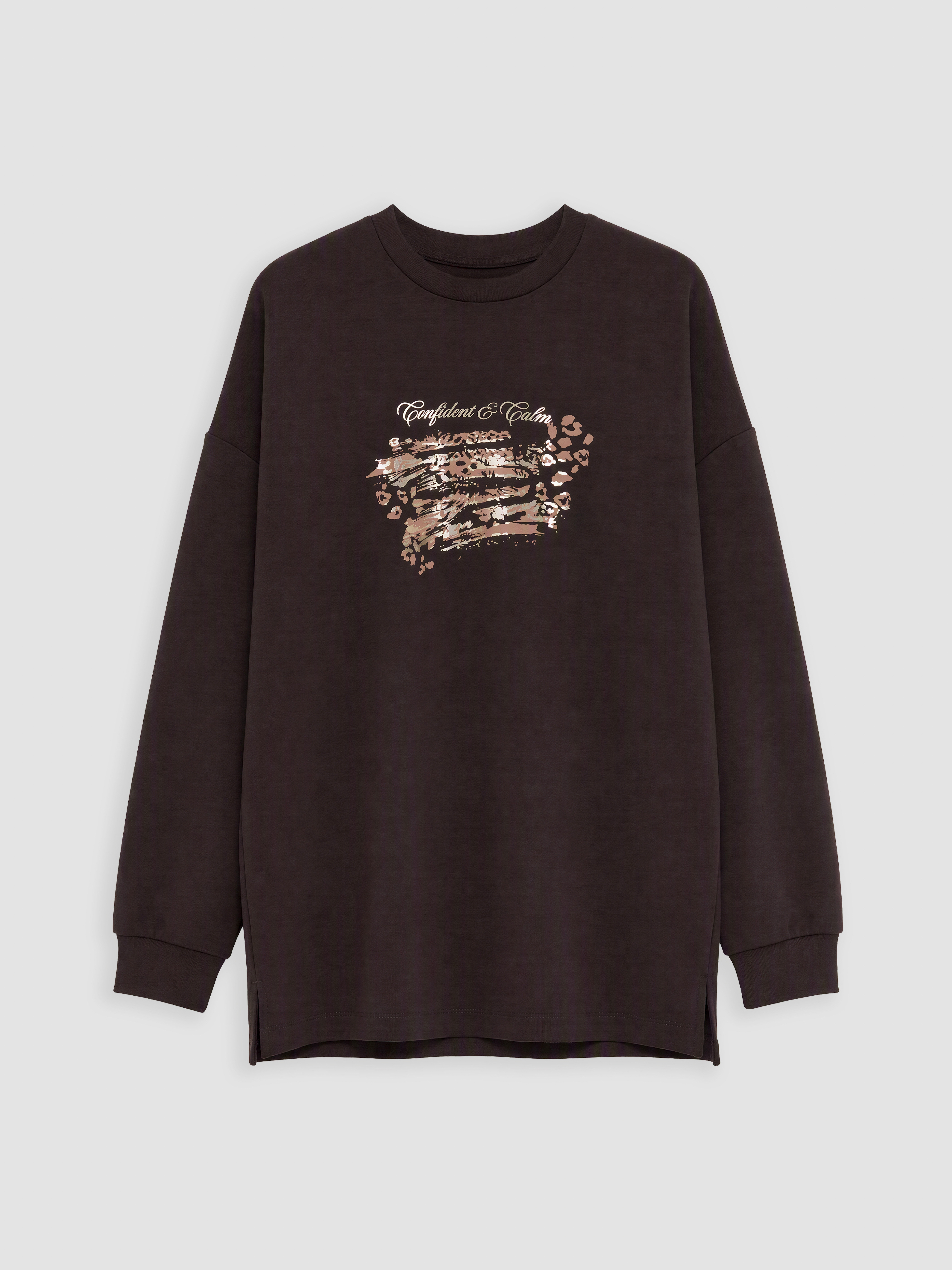 LCW Modest Soft Touch Oversize Kadın Sweatshirt Tunik görsel 5