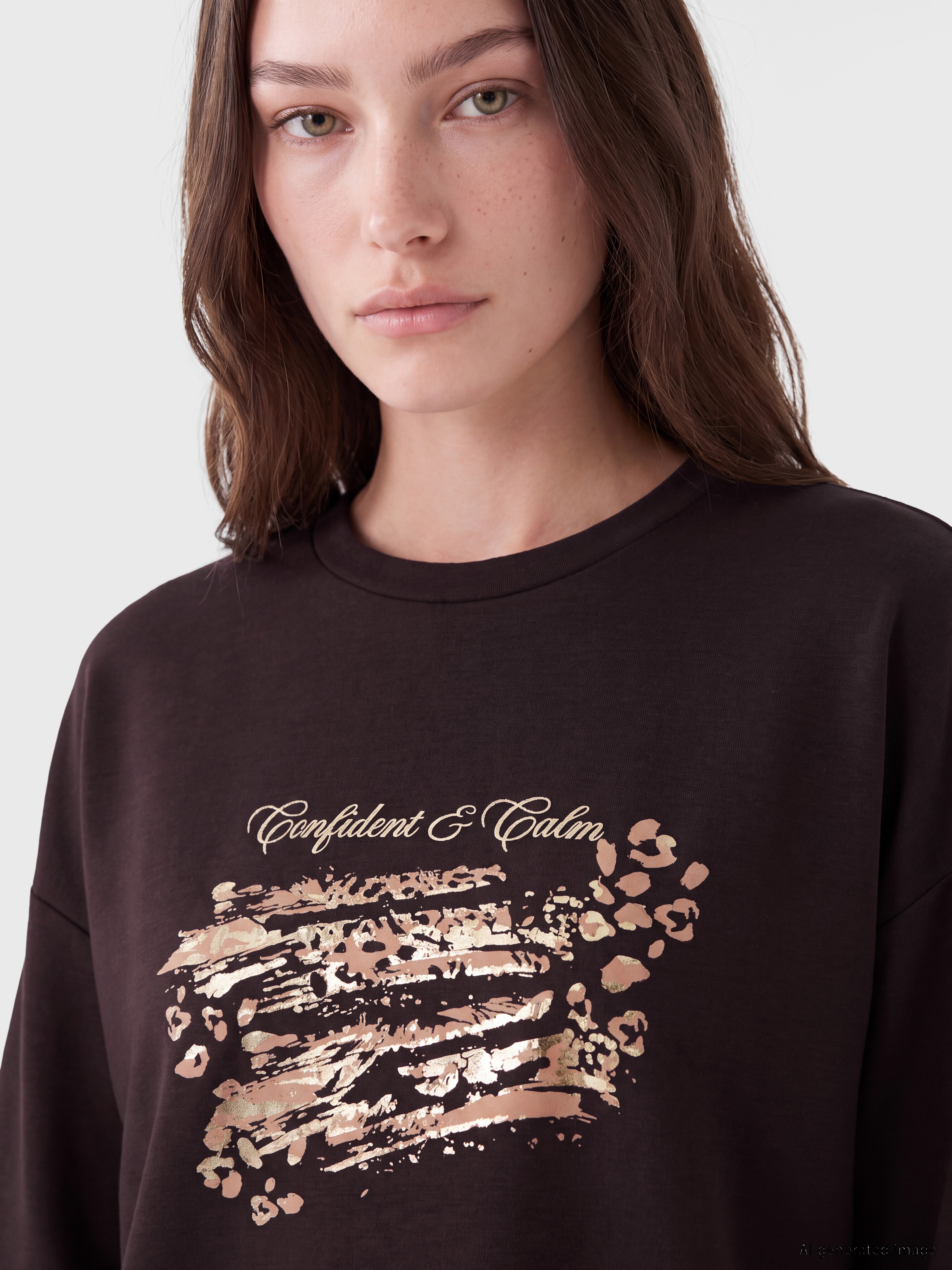 LCW Modest Soft Touch Oversize Kadın Sweatshirt Tunik görsel 3