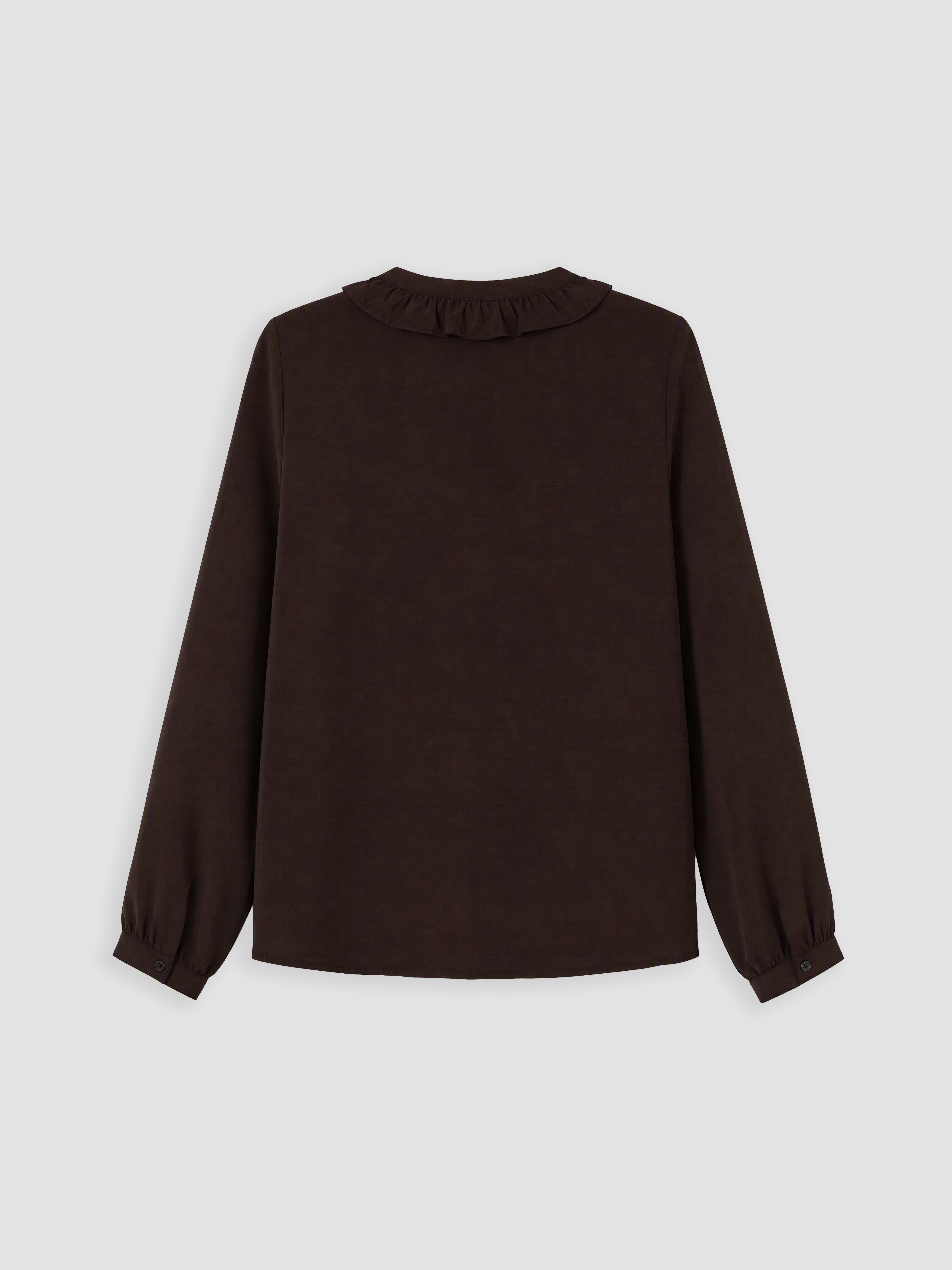 LCW Comfort Kaçık Yaka Fırfırlı Kadın Gömlek görsel 7